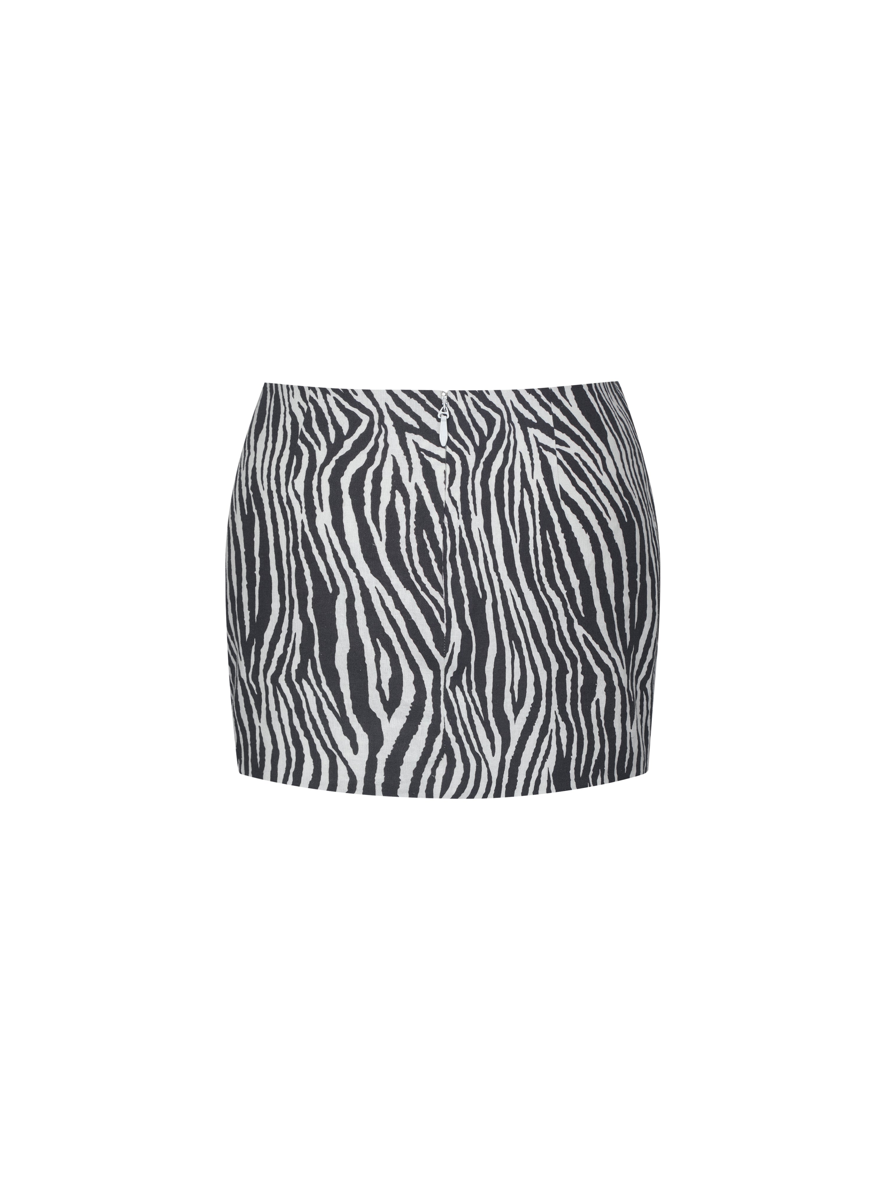 Petrine Zebra Linen Print Low-Waisted Mini Skirt
