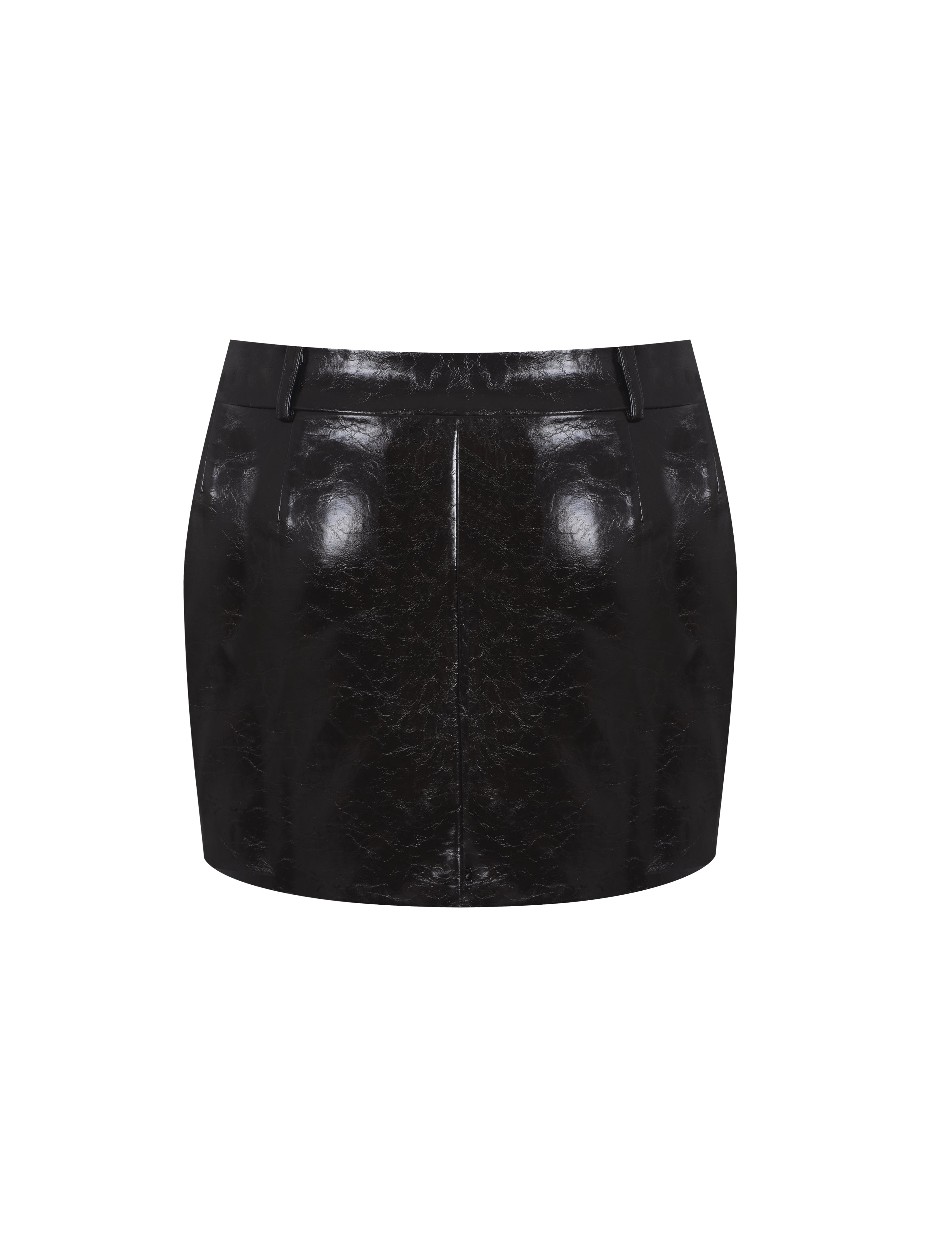 Vivian Mocha Faux Leather Low-Rise Mini Skirt