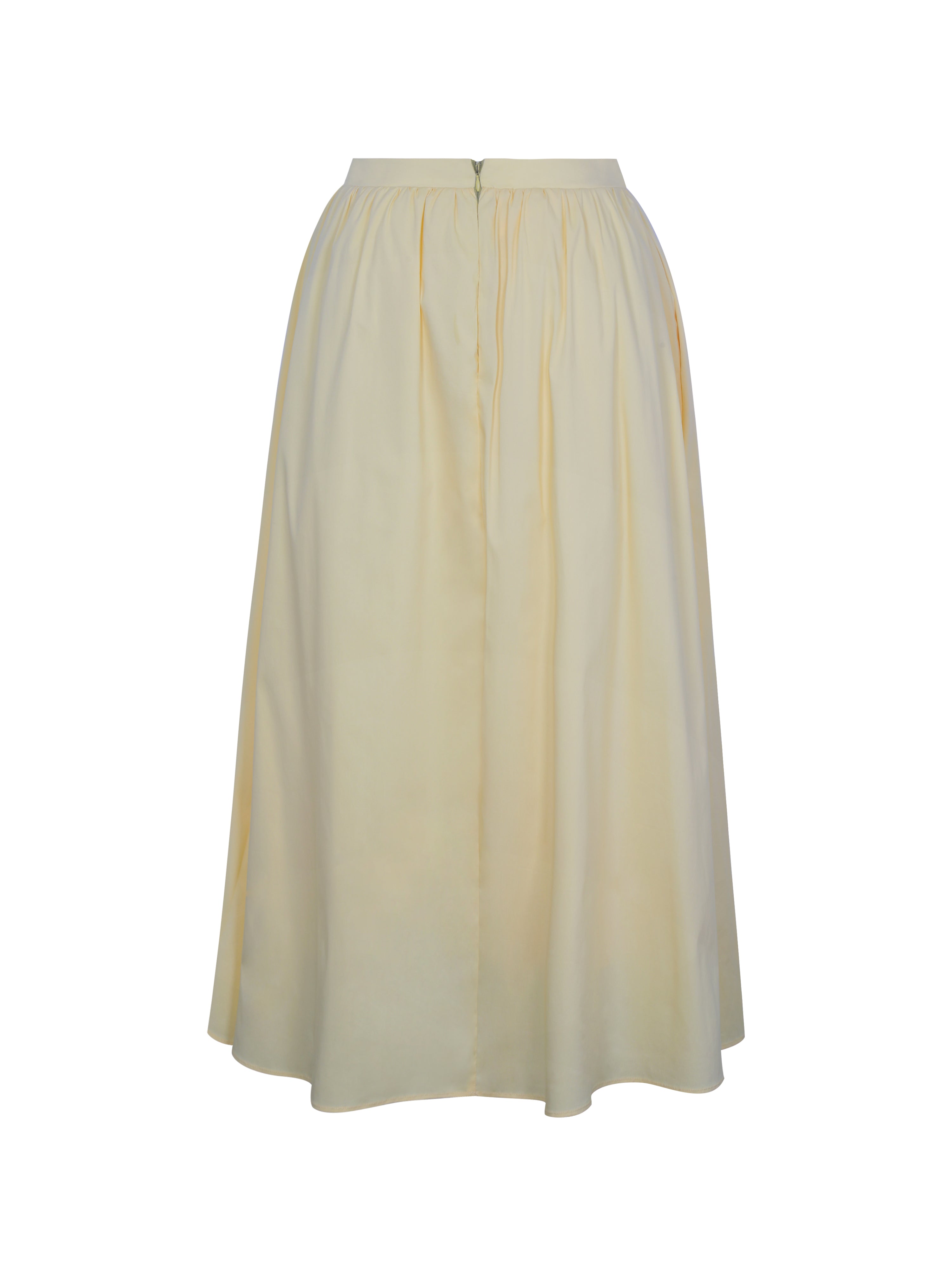 Wina Lemon Yellow Cotton Poplin Low-Waisted Maxi Skirt