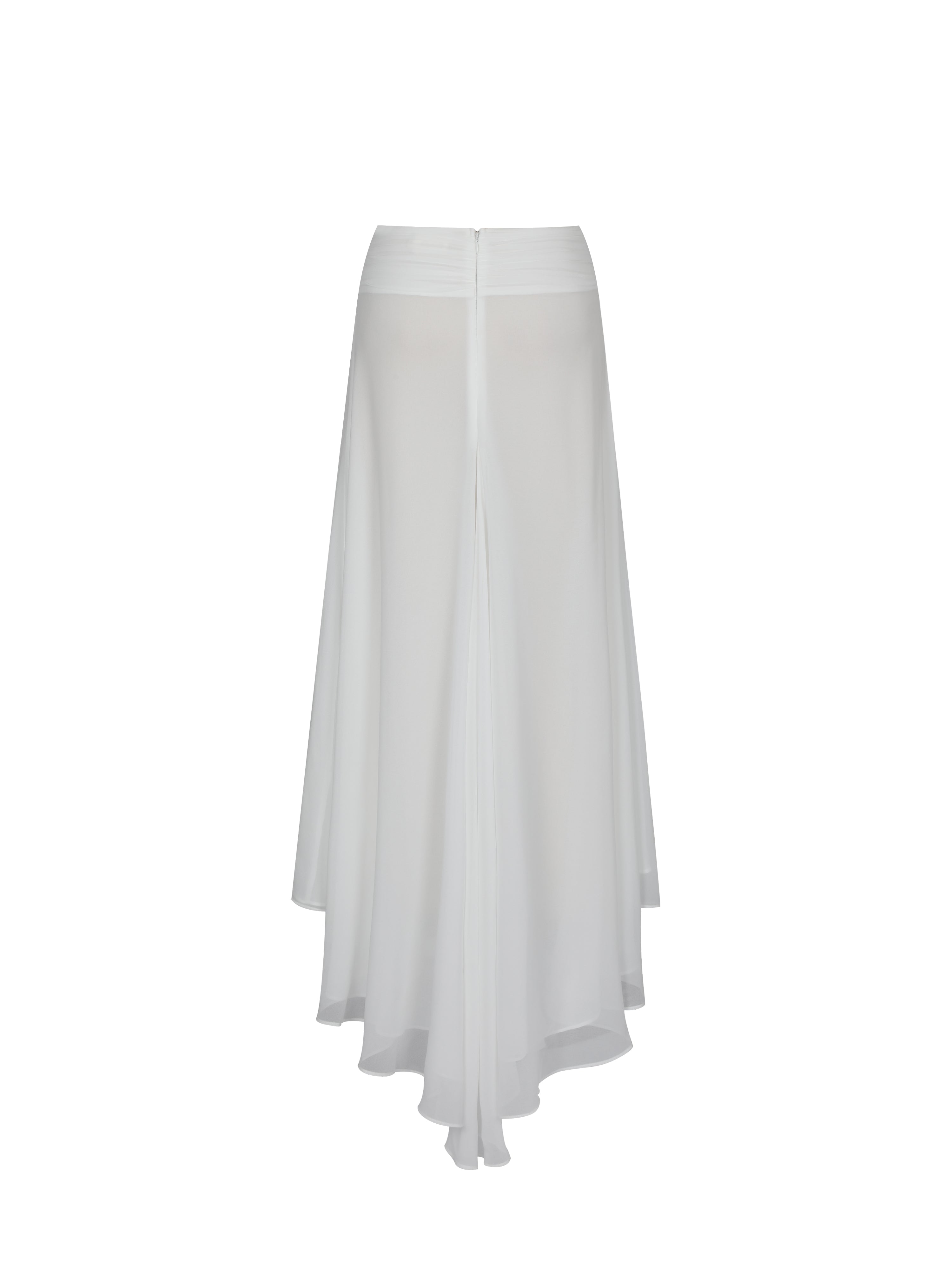 Yanna White Chiffon High-Low Maxi Skirt