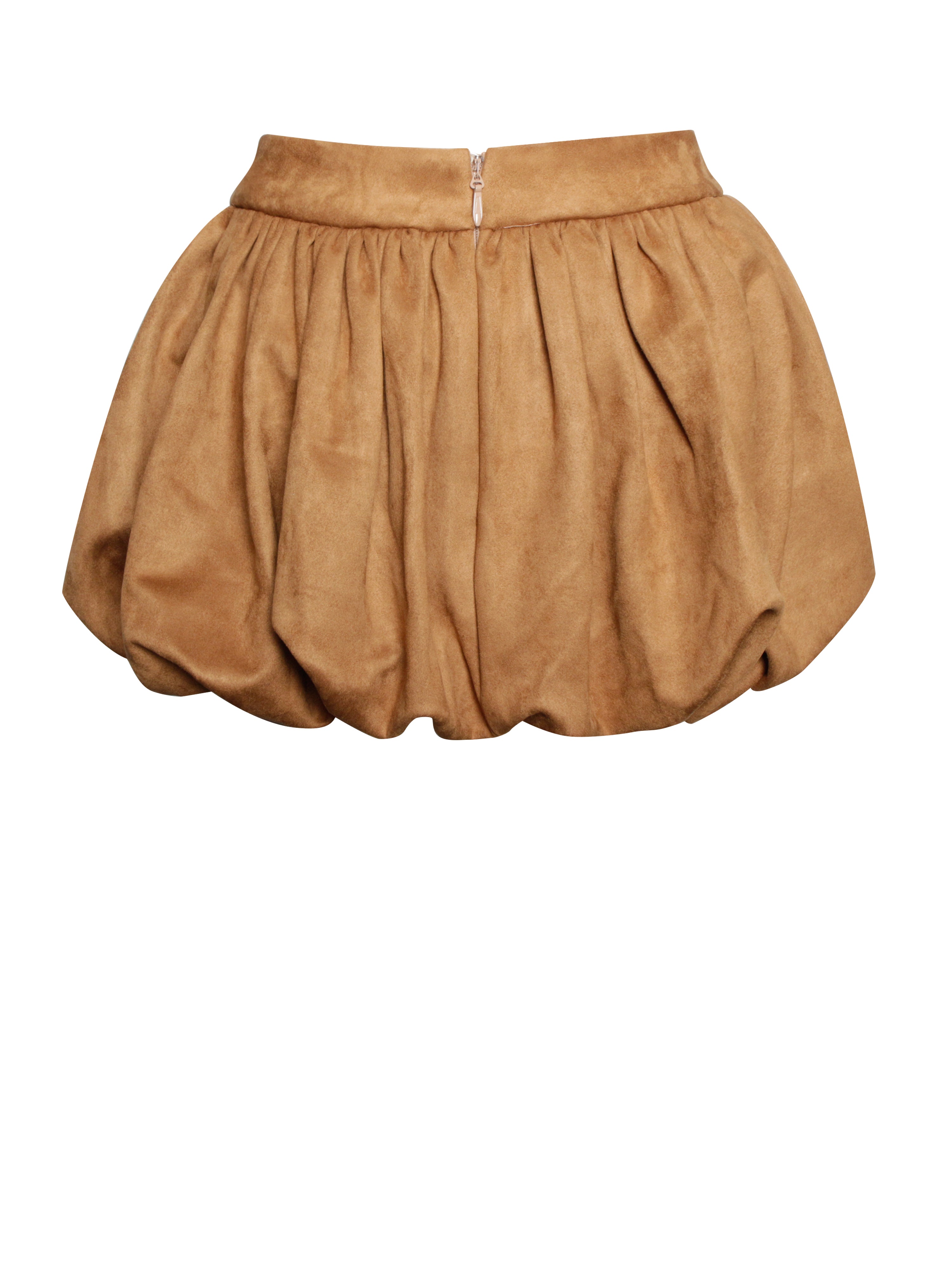 Yuna Brown Suede Bubble Hem Skirt