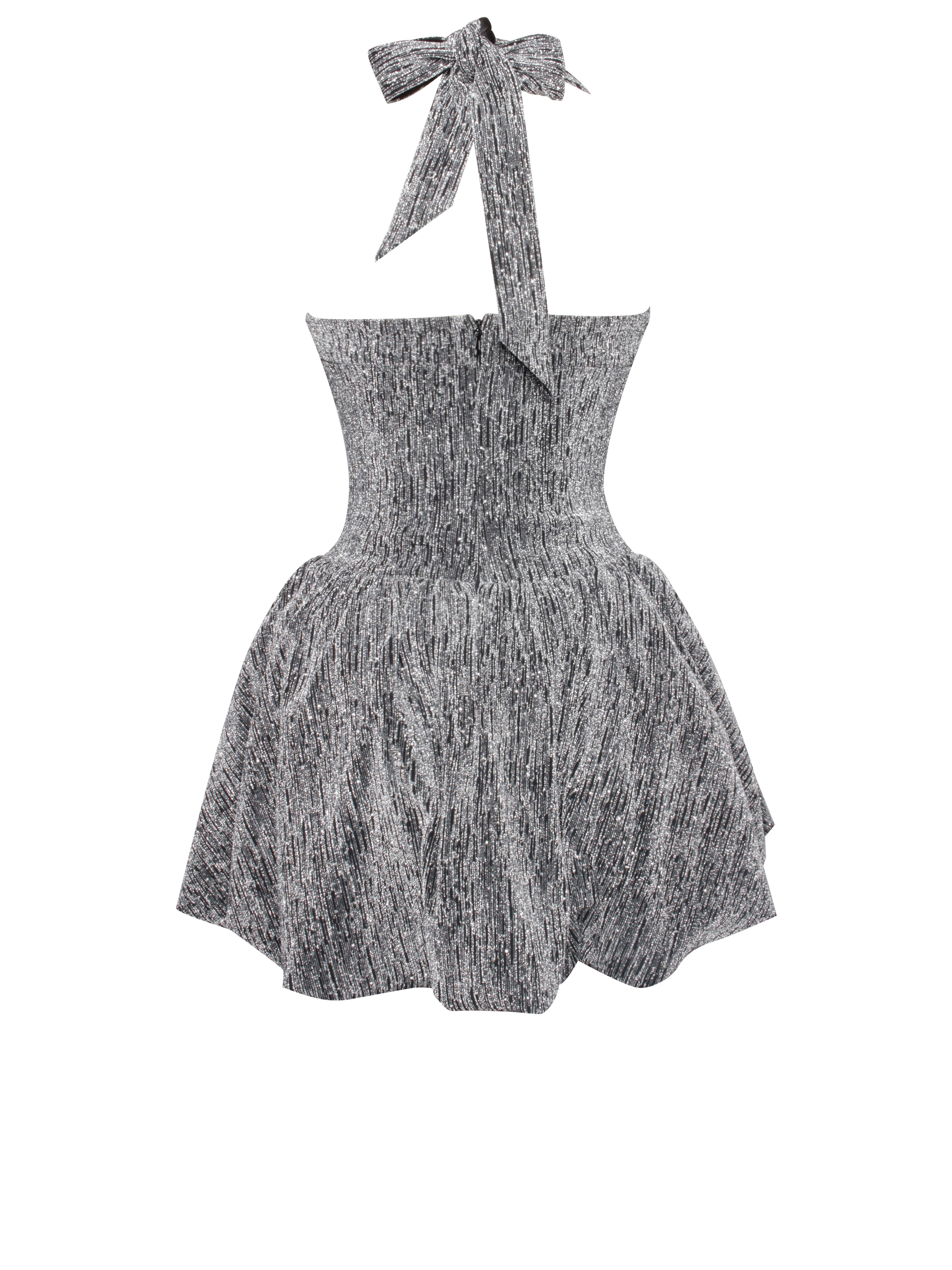 Naomie Crystal Embellished Bubble Hem Halter Mini Dress