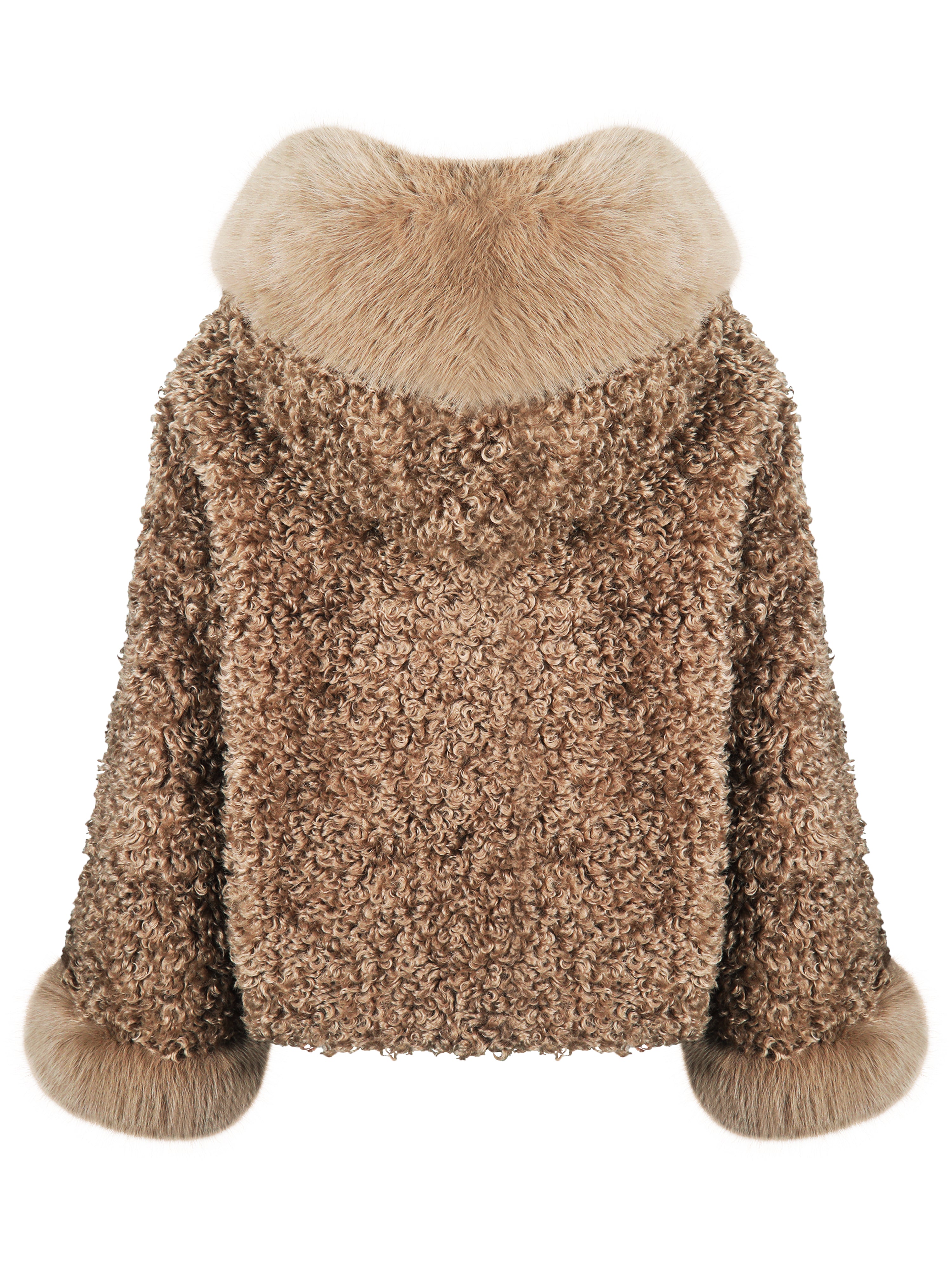 Jumbo Kali Camel Vegan Shearling Fur Trimmed Coat