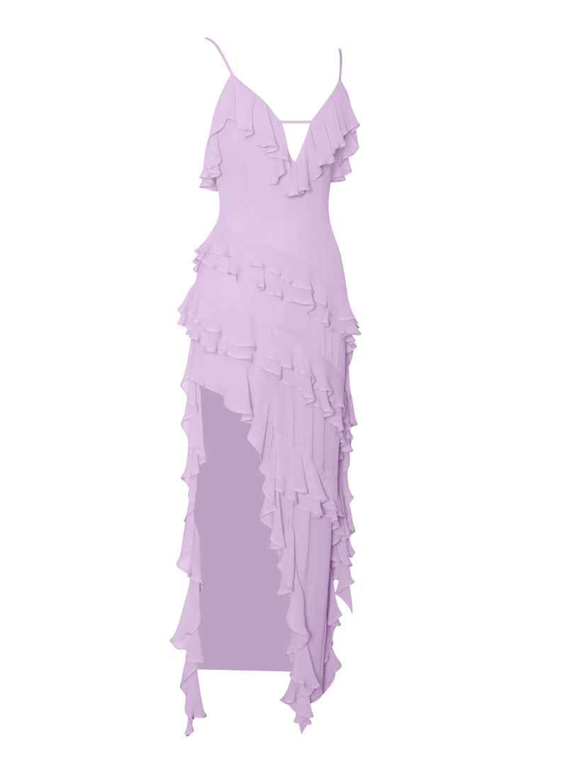 Theodora Lilac Rayon Ruffle Maxi Dress – Miss Circle