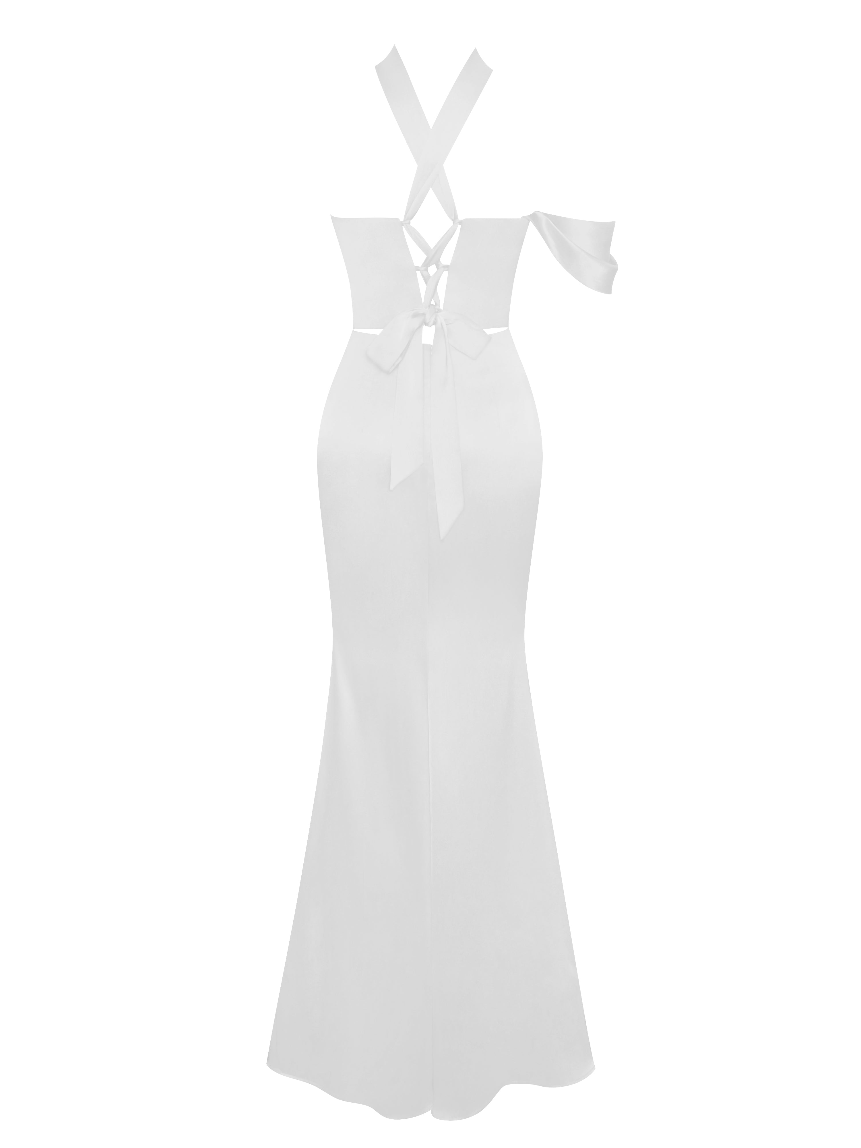 Ivona White Halter Neck Double Duchess Satin Gown S / US 4-6 Ivona White Halter Neck Double Duchess Satin Gown S / US 4-6