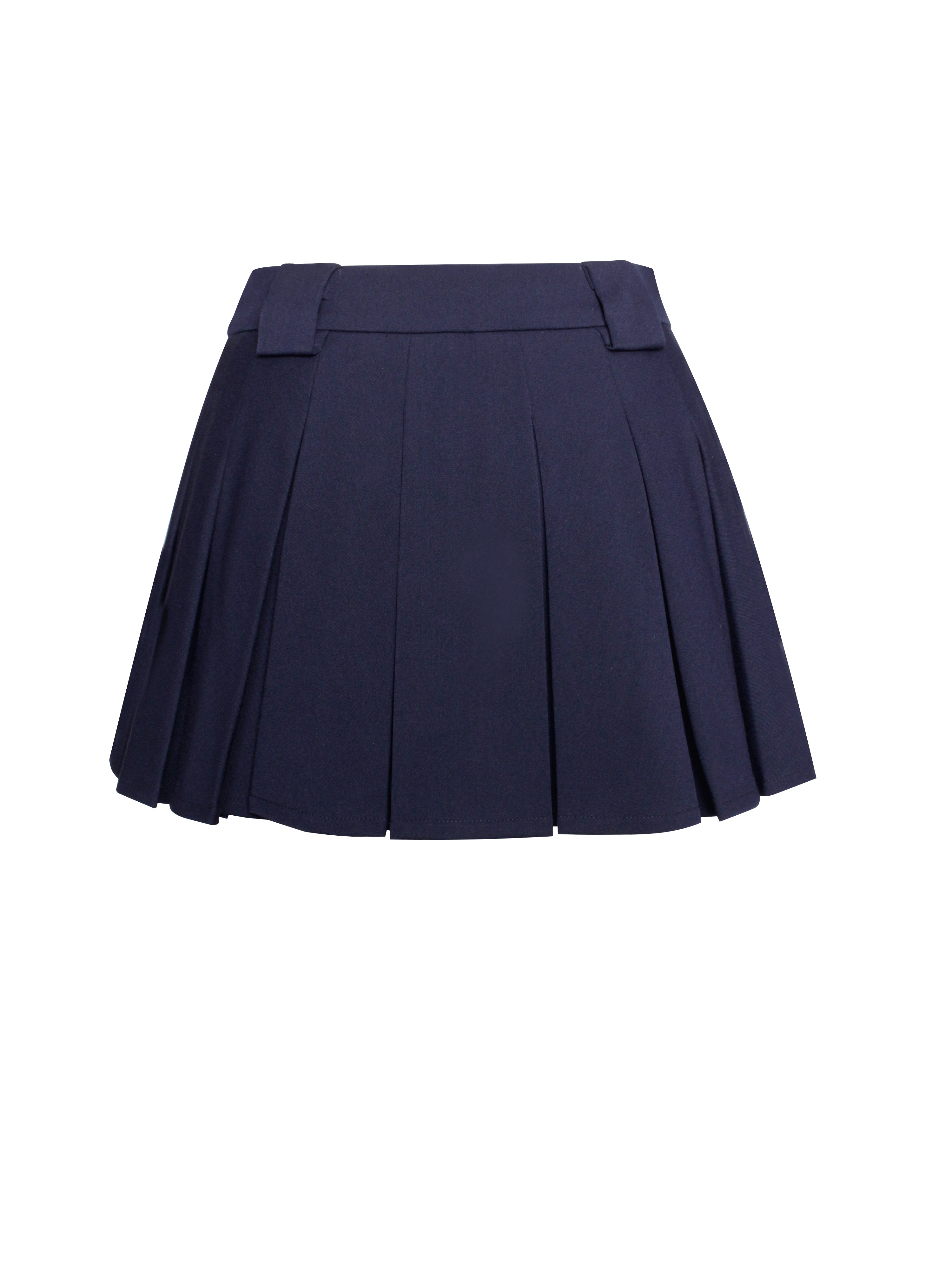 Nasya Navy Blue Pleated Mini Skirt with Inside Shorts