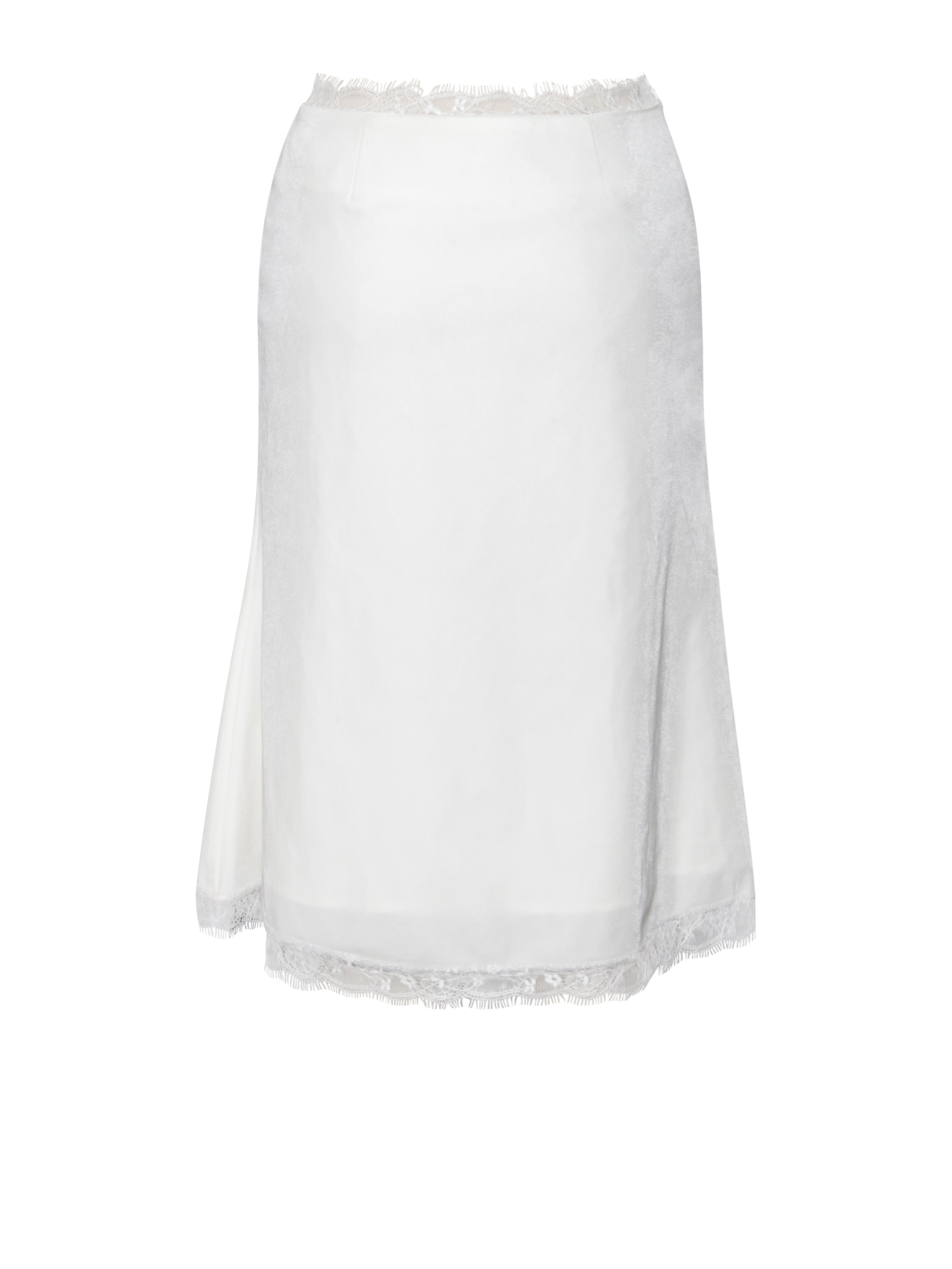 Lorraine White Velvet Skirt With Lace Trim