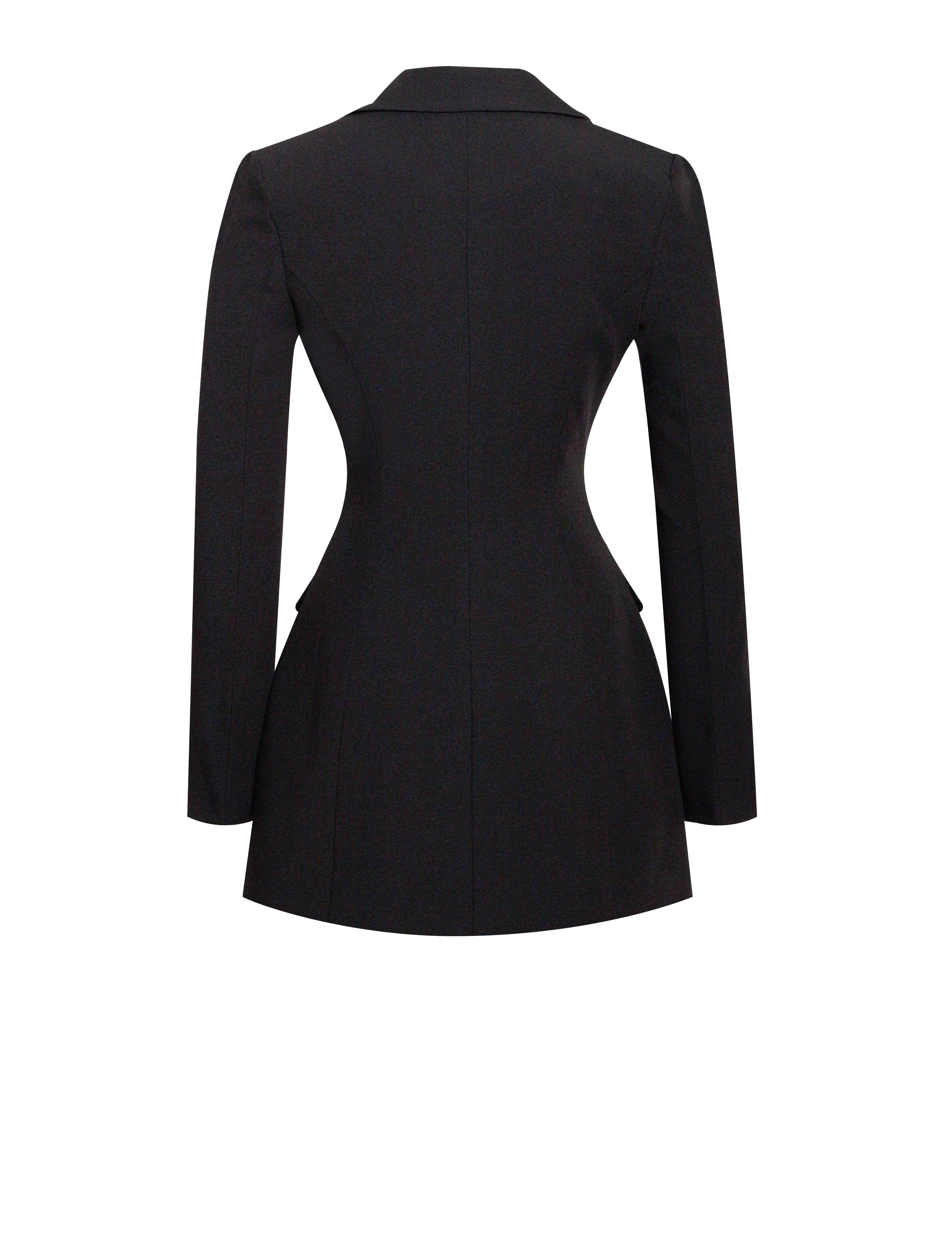 Calista Black Stretch Crepe Blazer Dress