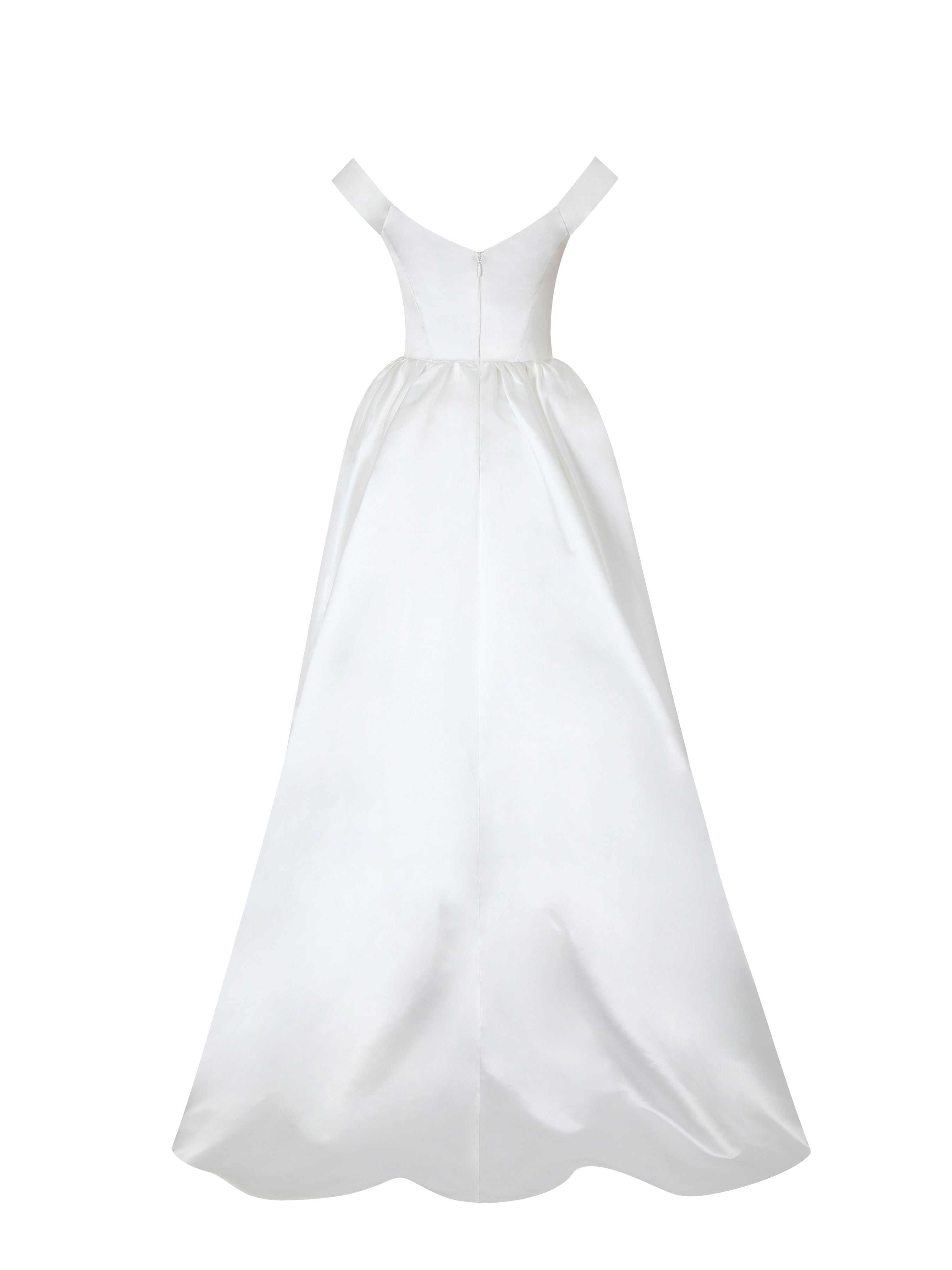 Unna White Satin Bardot Cowl Wedding Gown (PREORDER)