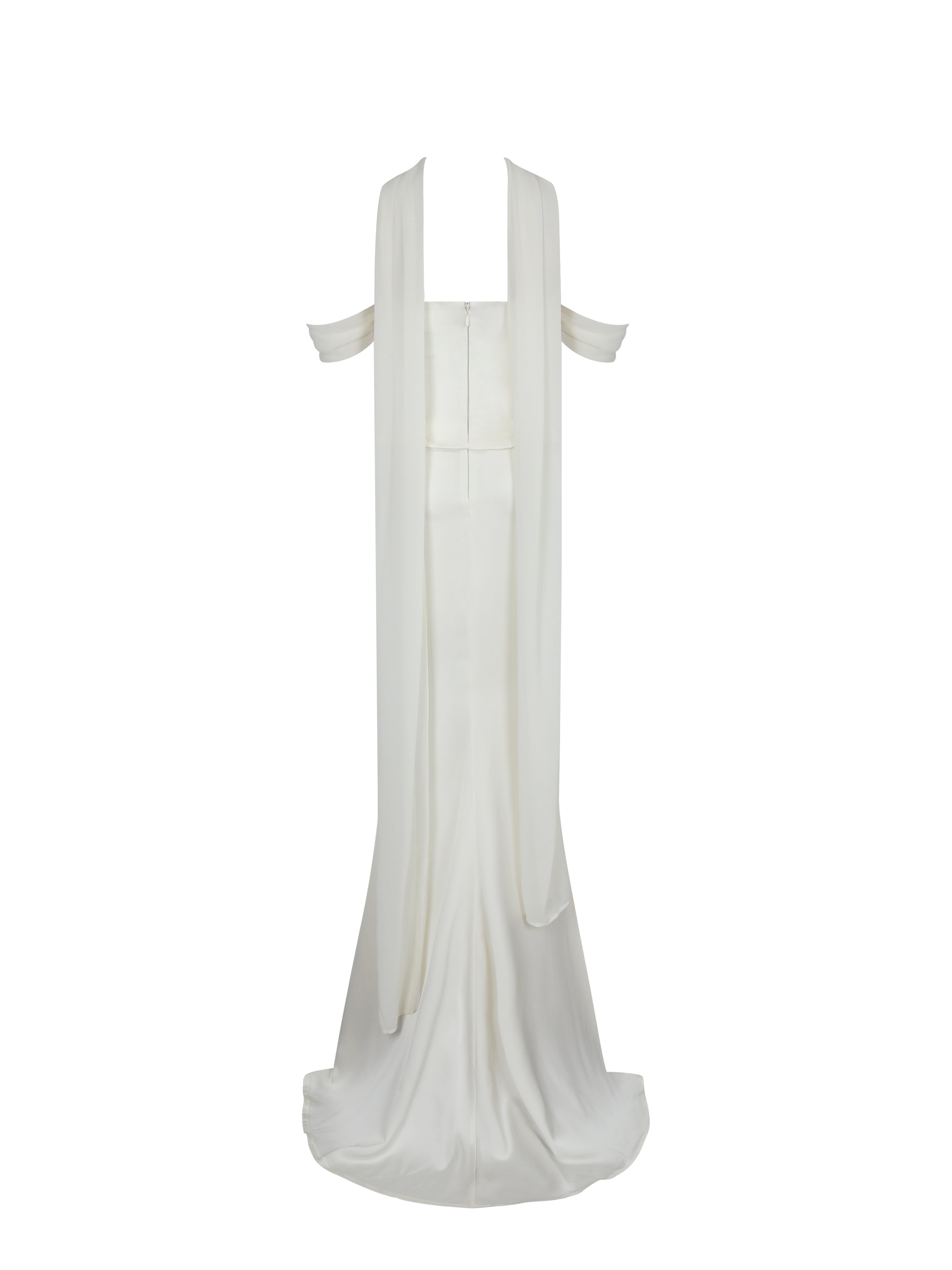 Jessalyn Ivory Sweetheart Peplum Mermaid Wedding Dress with Chiffon Scarf (PREORDER)