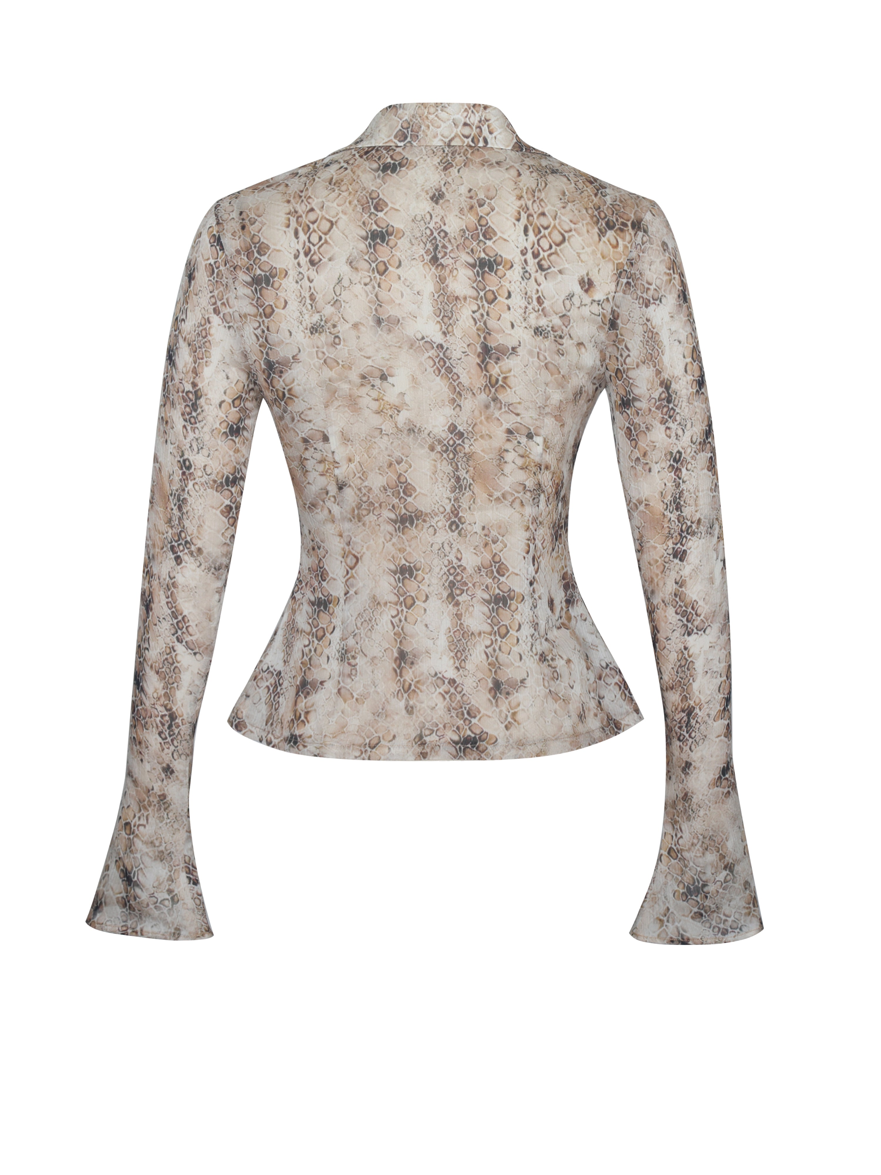 Umara Tan Reptile Print Chiffon Tie-Front Top