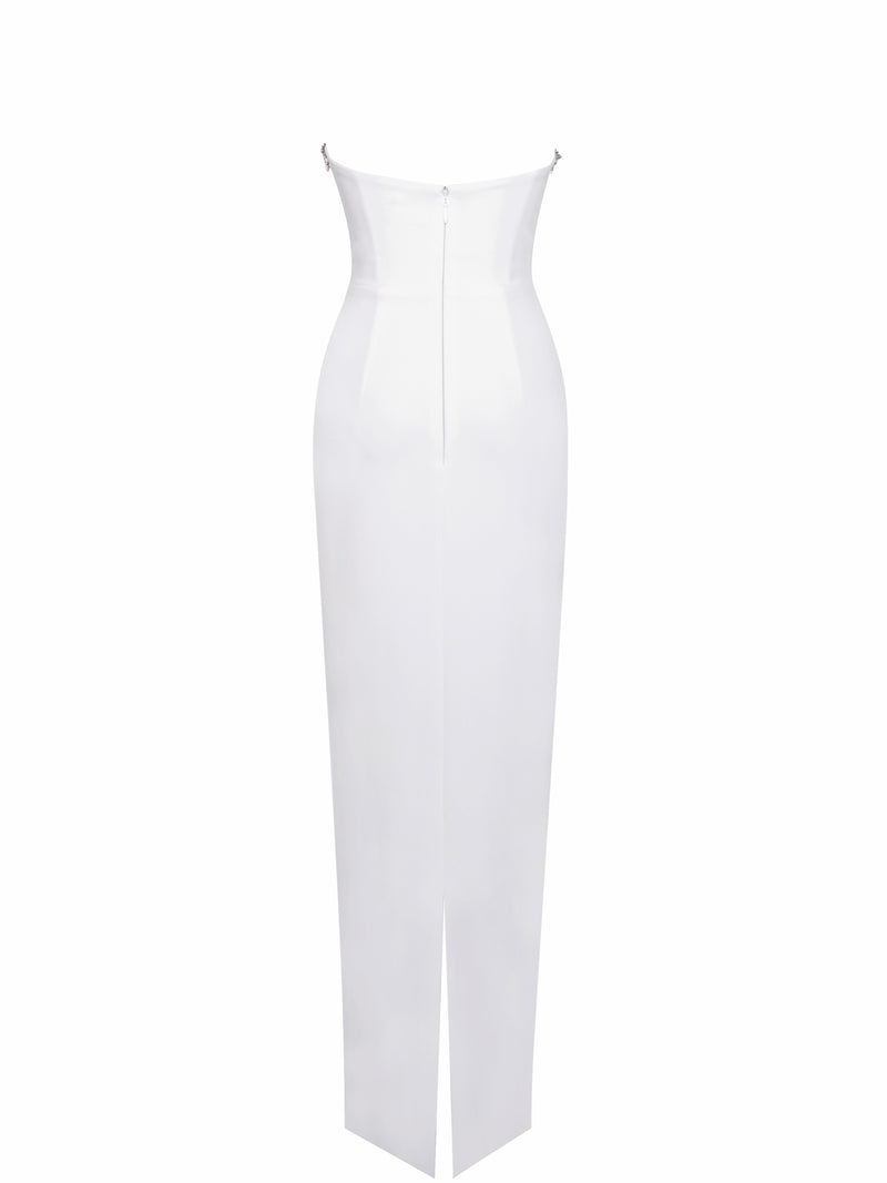 Ivanna White Crystal Embellished Maxi Dress