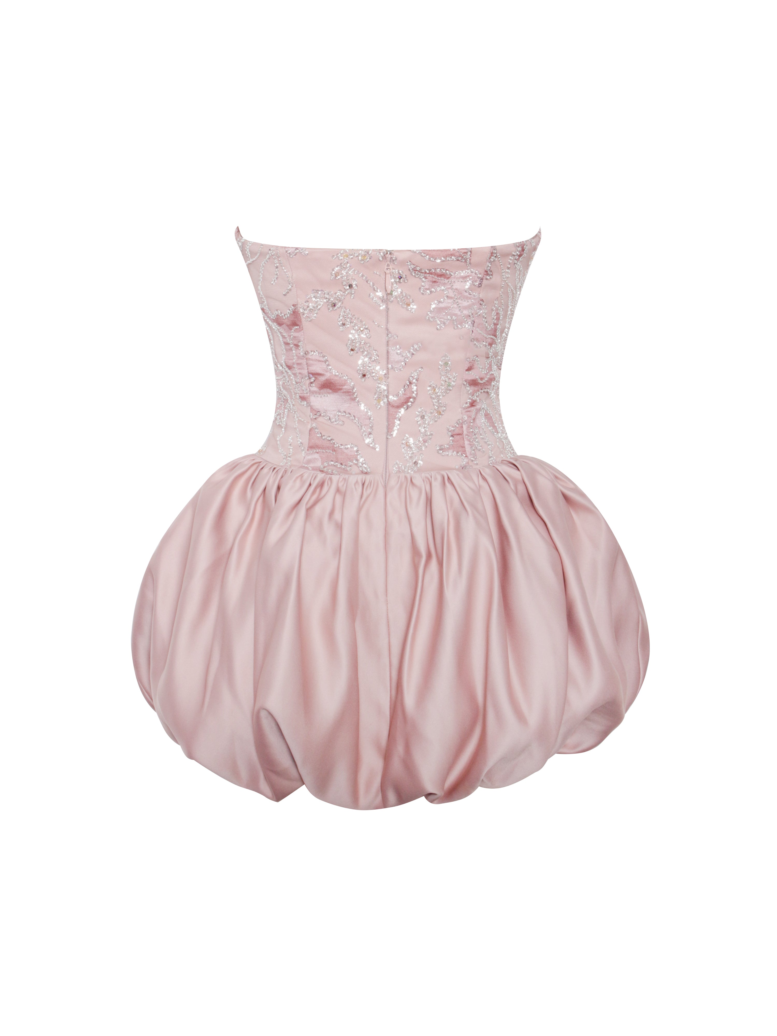 Palesa Pink Ballet Style Embroidered Bubble Hem Mini Dress