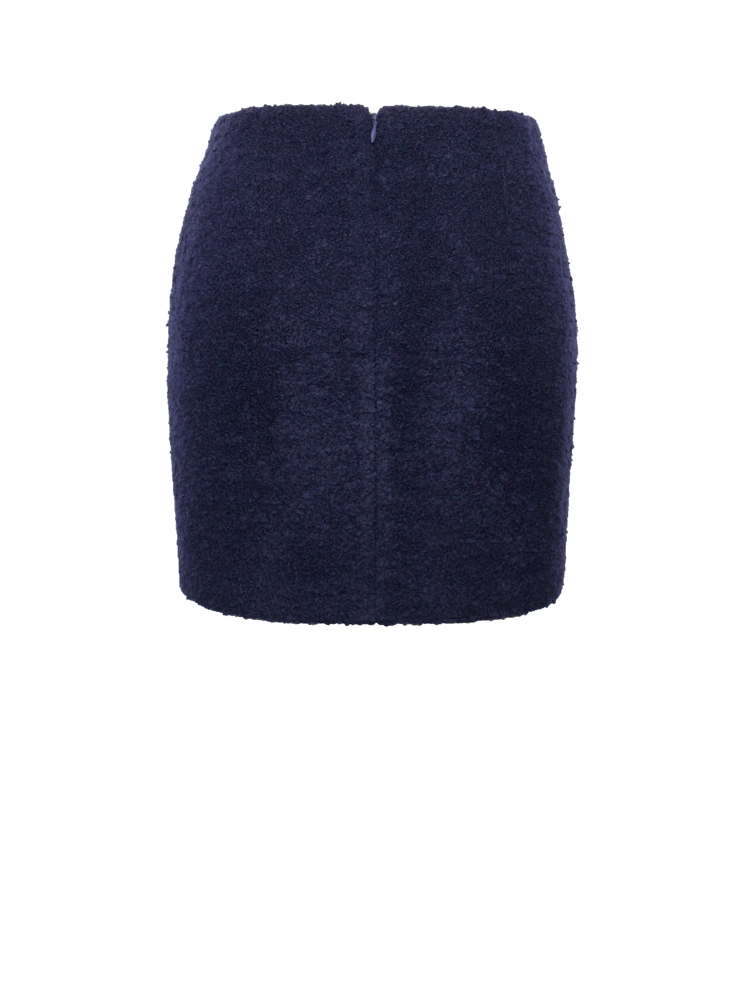 Wylda Navy Blue Boucle Wool Bodycon Mini Skirt