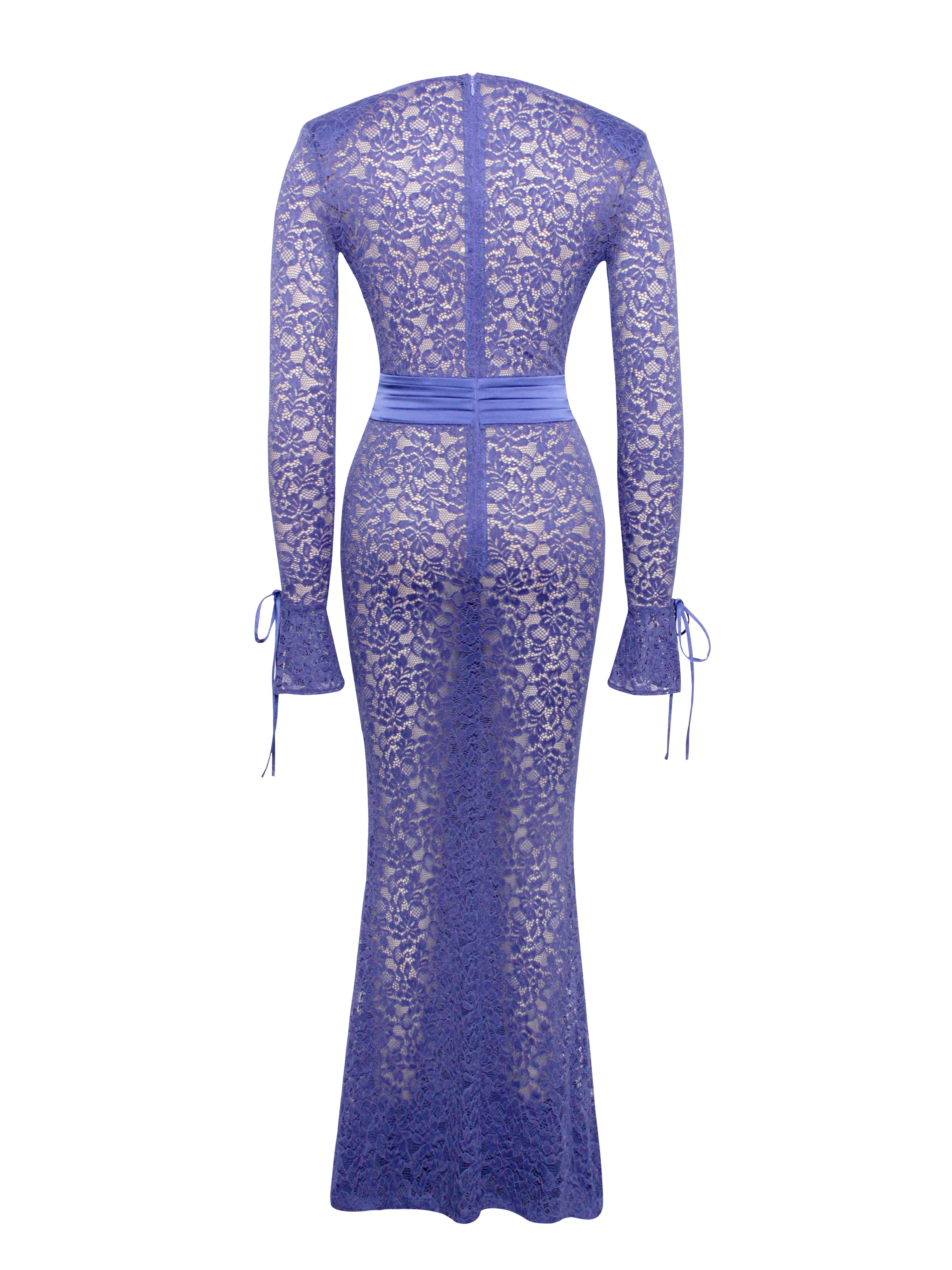 Miss Circle Women Giada Navy Lace Deep V Long Sleeve Maxi Dress Miss Circle Women Giada Navy Lace Deep V Long Sleeve Maxi Dress