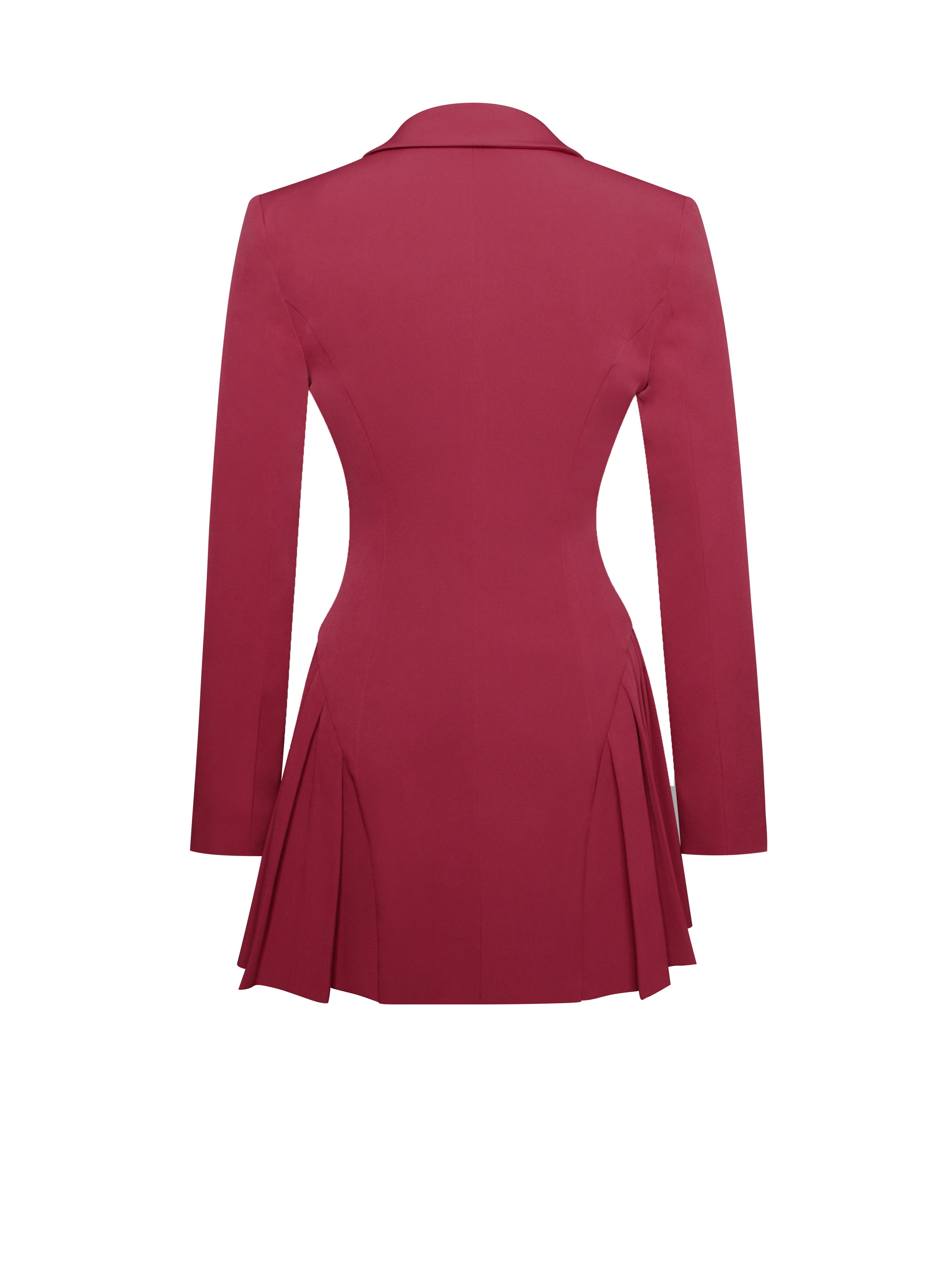 Delia Burgundy Blazer Dress with Pleated Detail