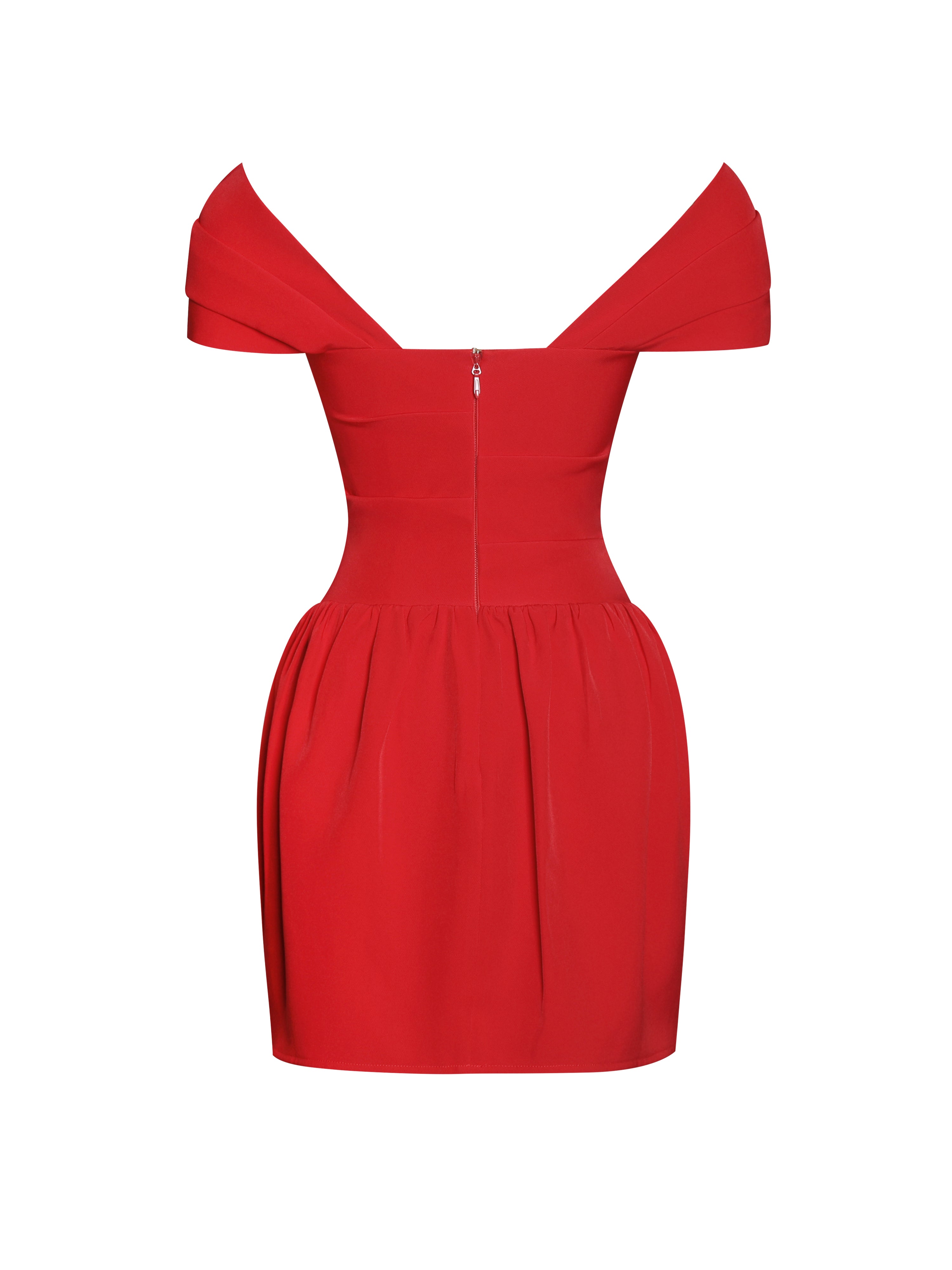 Cait Red Off Shoulder Drop Waist Mini Dress