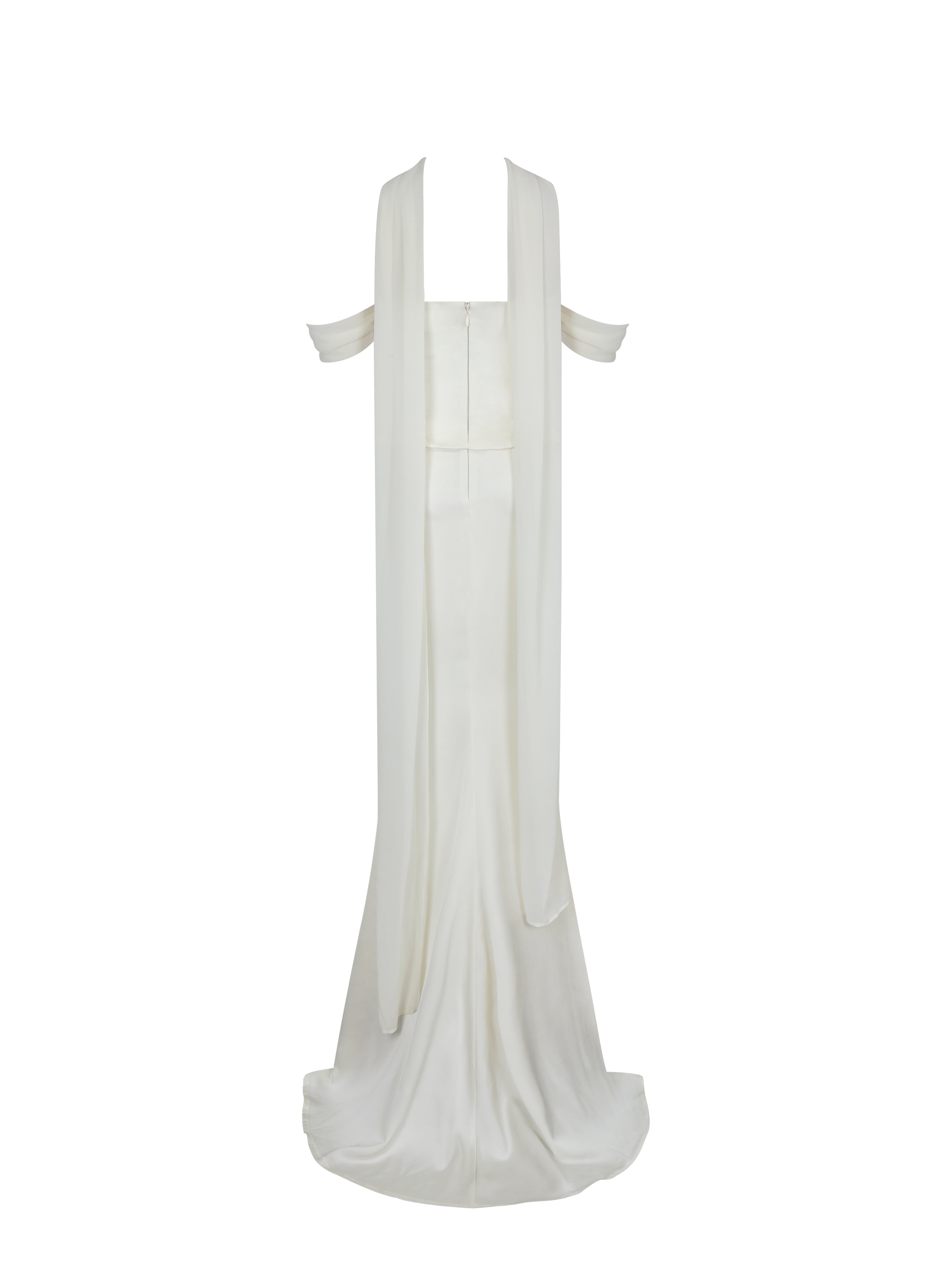 Jessalyn Ivory Sweetheart Peplum Mermaid Wedding Dress with Chiffon Scarf