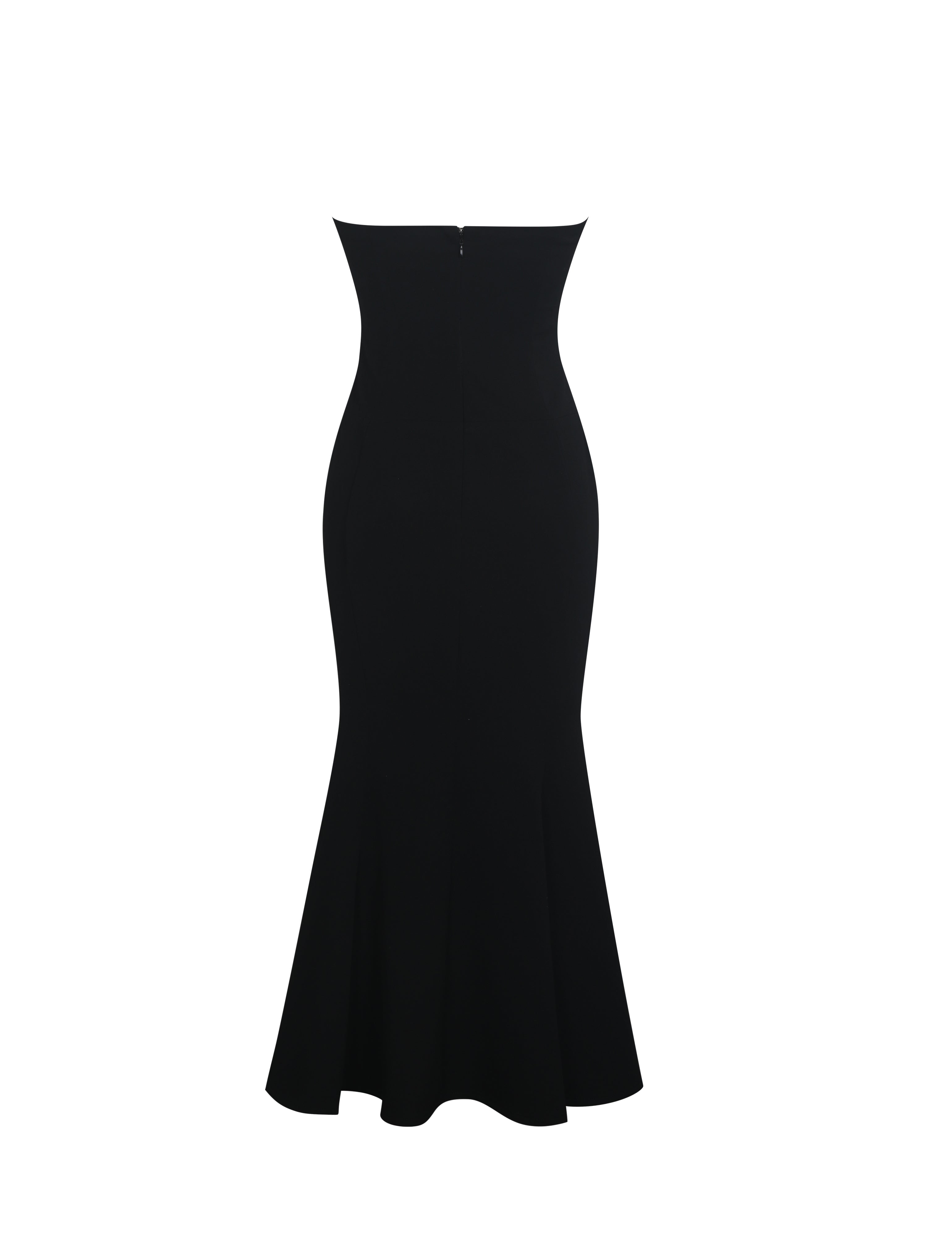 Saige Black Mermaid Maxi Dress with Ivory Bow Bustline