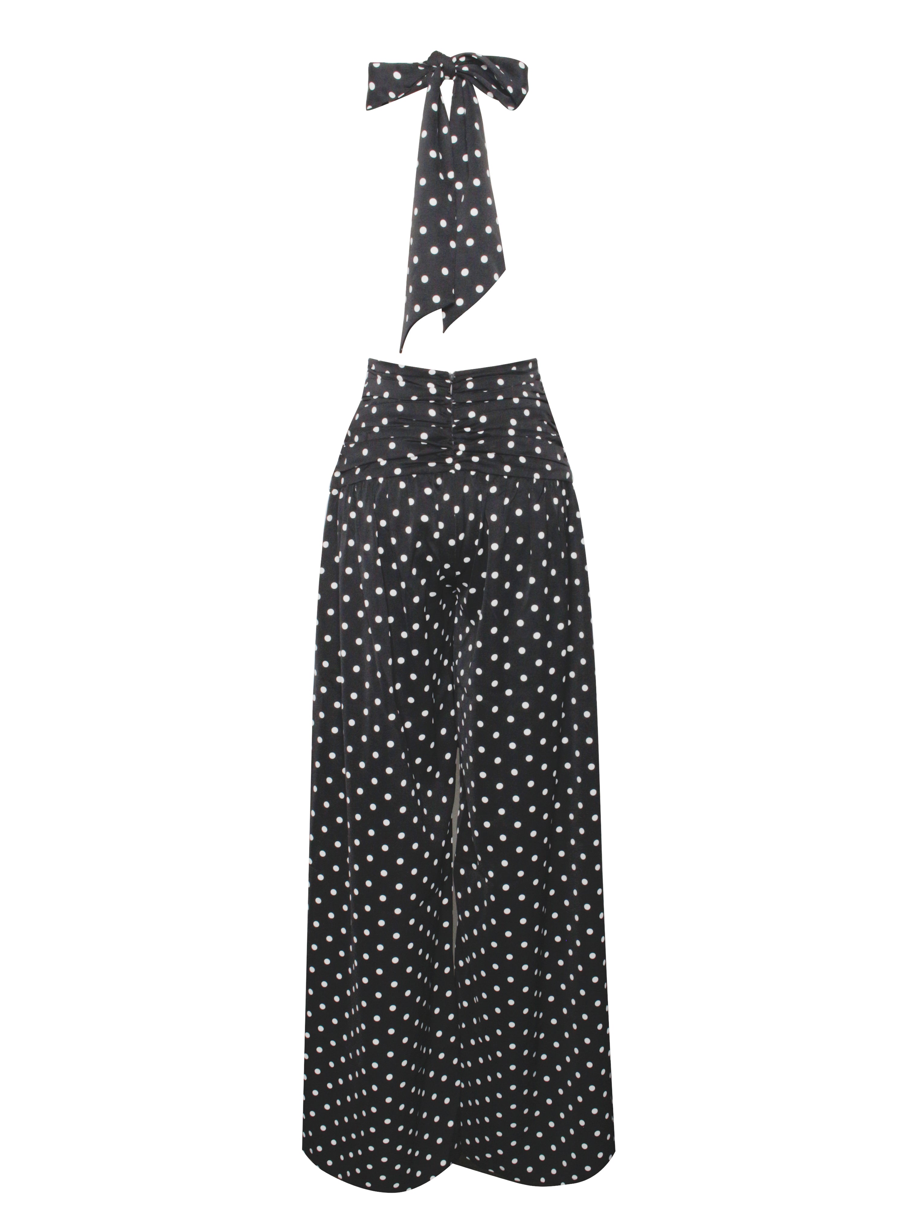 Oriana Black Polka Dots Halter Jumpsuit