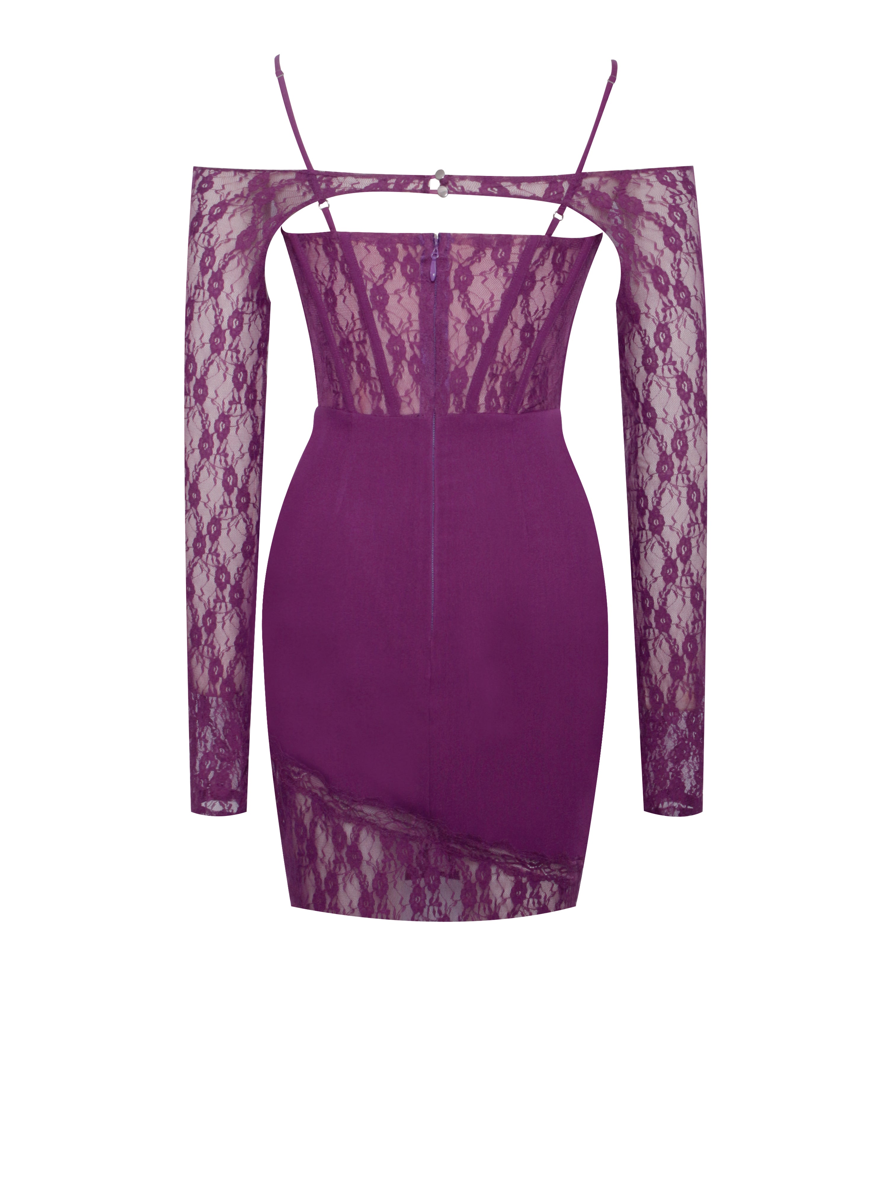 Elsie Purple Lace and Crepe Mini Dress (Archive Sale) Elsie Purple Lace and Crepe Mini Dress (Archive Sale)