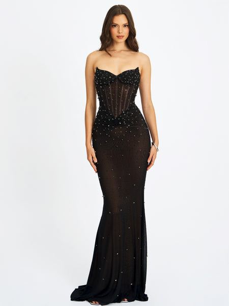 miss circle fatima nude crystal sleeveless corset mermaid maxi dress Women Black Color:Whipped Apricot in bones and padded wb4/3/26 Satin Abaya Dress, Dubai
