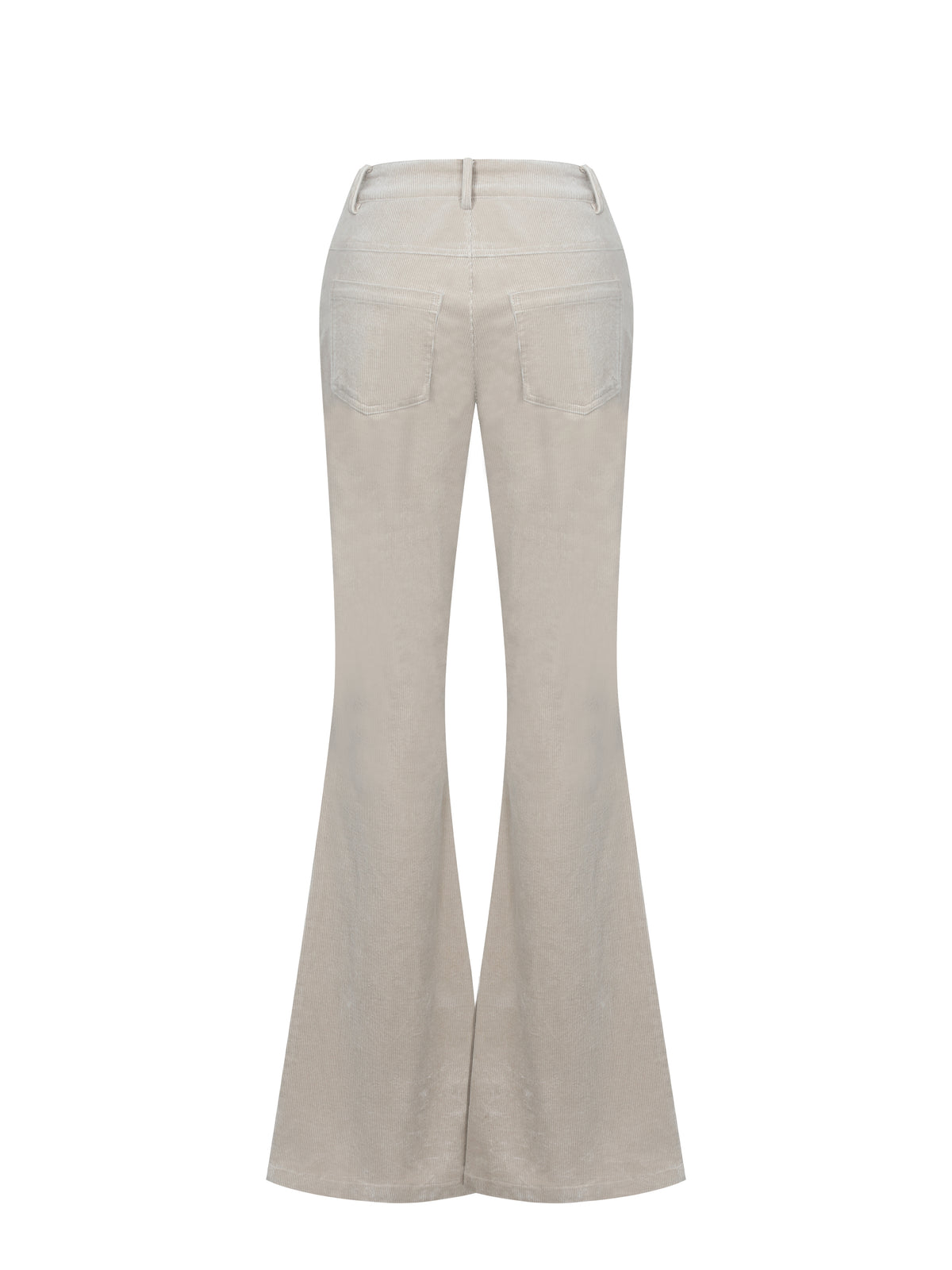 Romille Beige Cotton Corduroy Low-Rise Boot Cut Pants