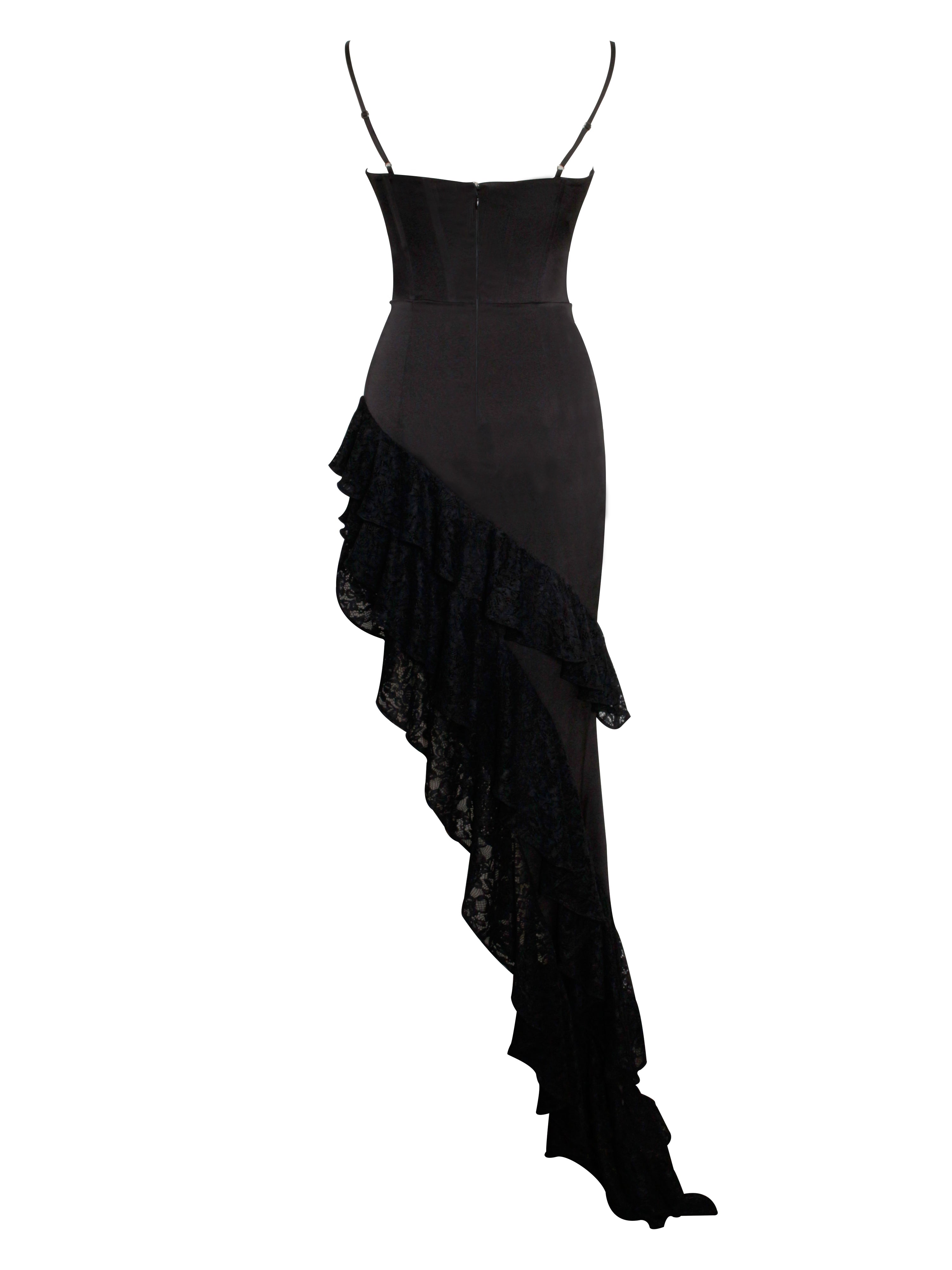 Zaira Black Lace Satin Corset Dress