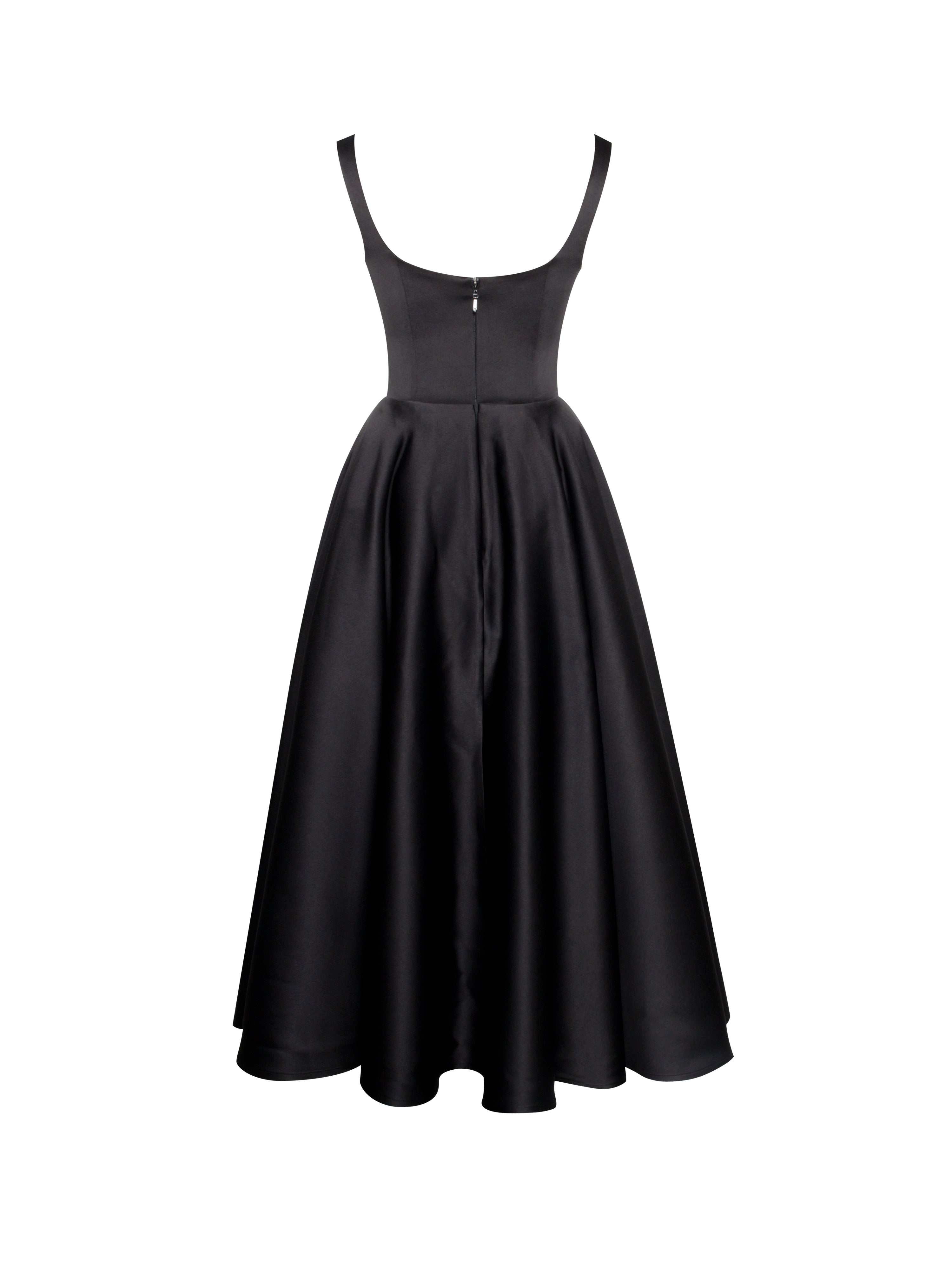 Edda Black Maxi Gown with White Bow