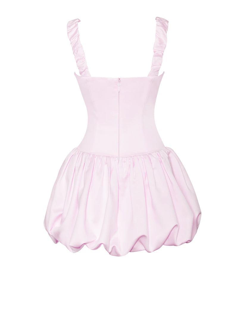 Aubrey Pink Satin Bubble Hem Mini Dress