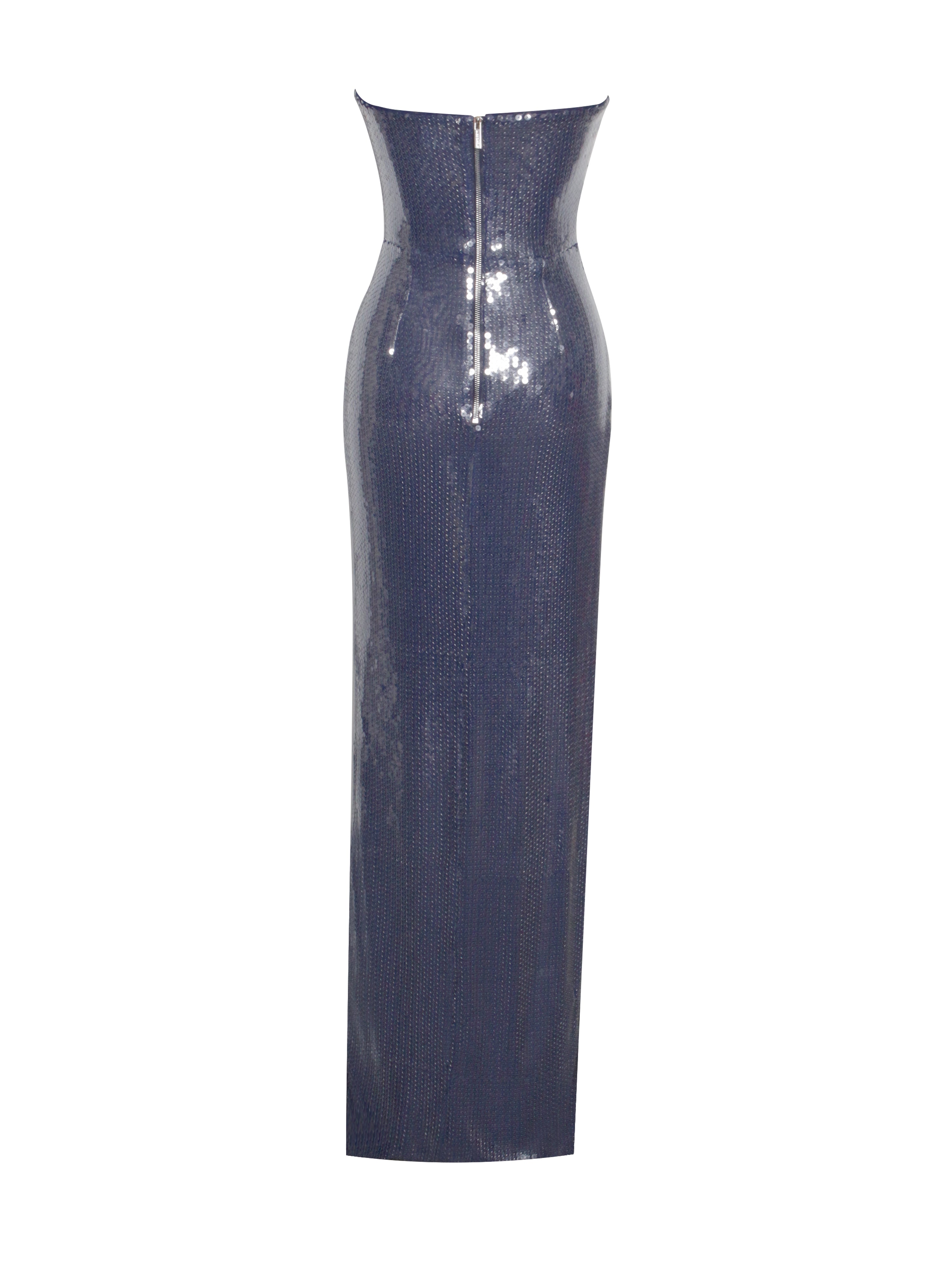Ramona Navy Sequin Strapless High Slit Maxi Dress Ramona Navy Sequin Strapless High Slit Maxi Dress