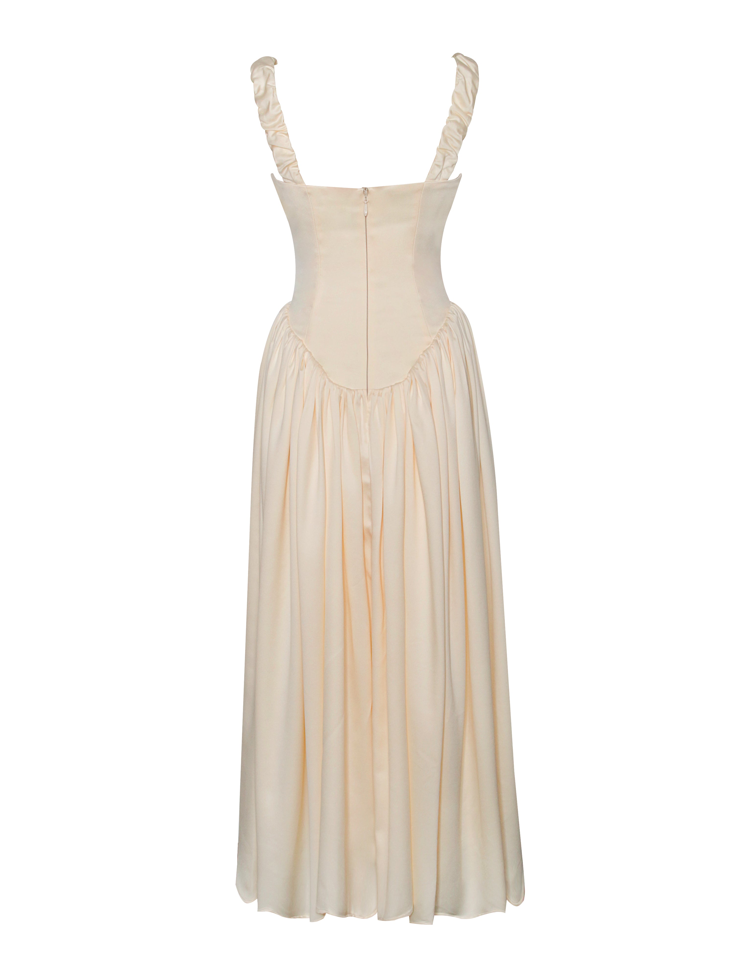 Miss Circle Women Noreen Egg White Satin Drop Waist Maxi Sundress Miss Circle Women Noreen Egg White Satin Drop Waist Maxi Sundress