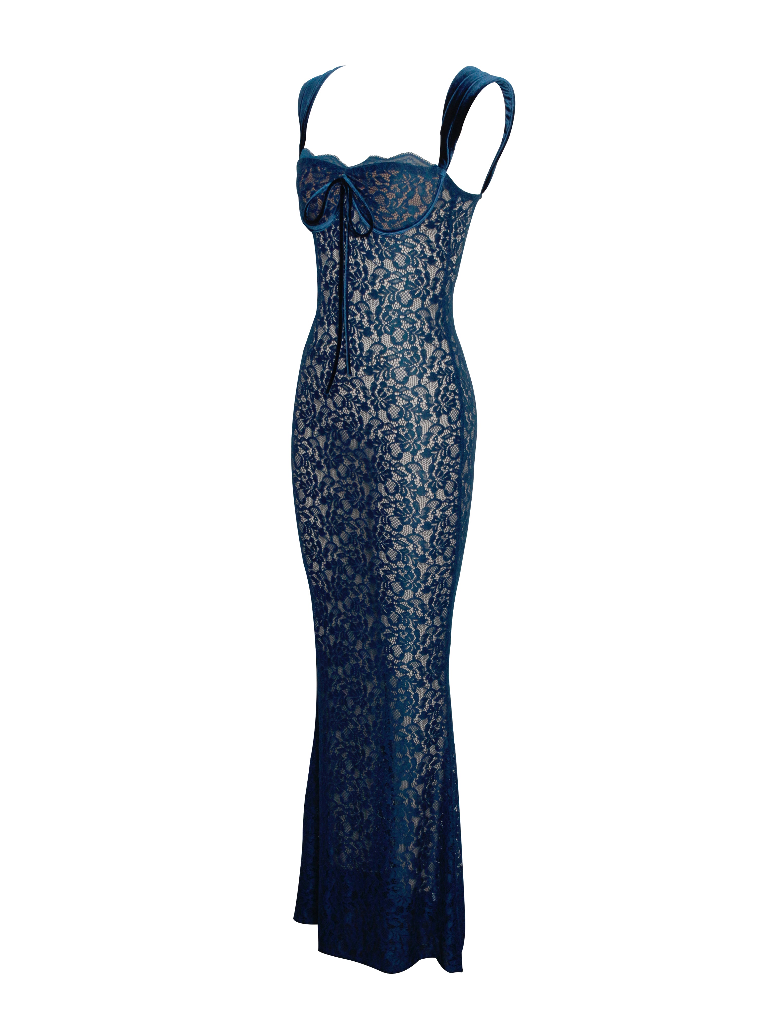 Miss Circle Women's Veronica Teal Lace Maxi Dress - Navy Miss Circle Women's Veronica Teal Lace Maxi Dress - Navy