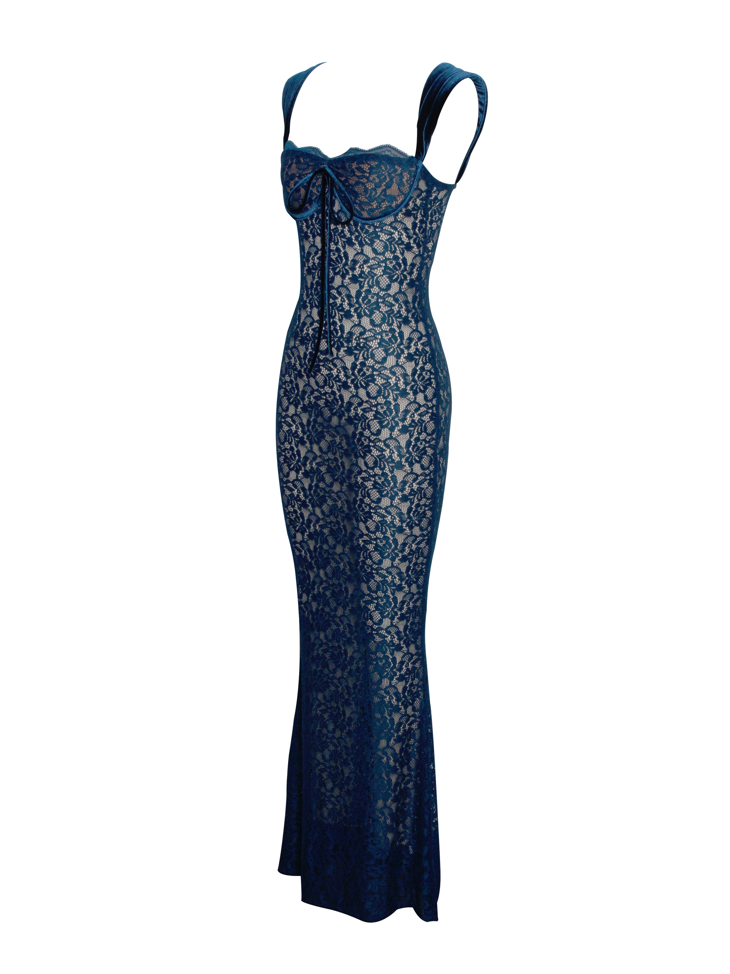 Veronica Teal Lace Maxi Dress