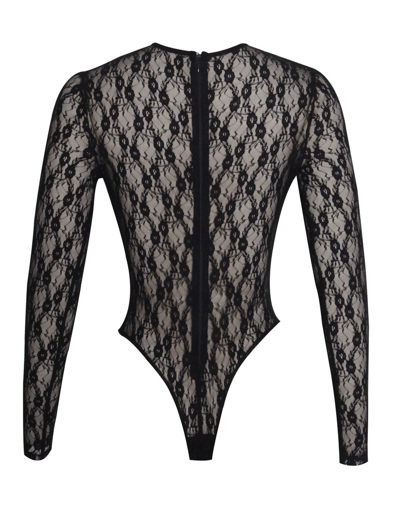Maisie Black Lace Long Sleeve Bodysuit – Miss Circle