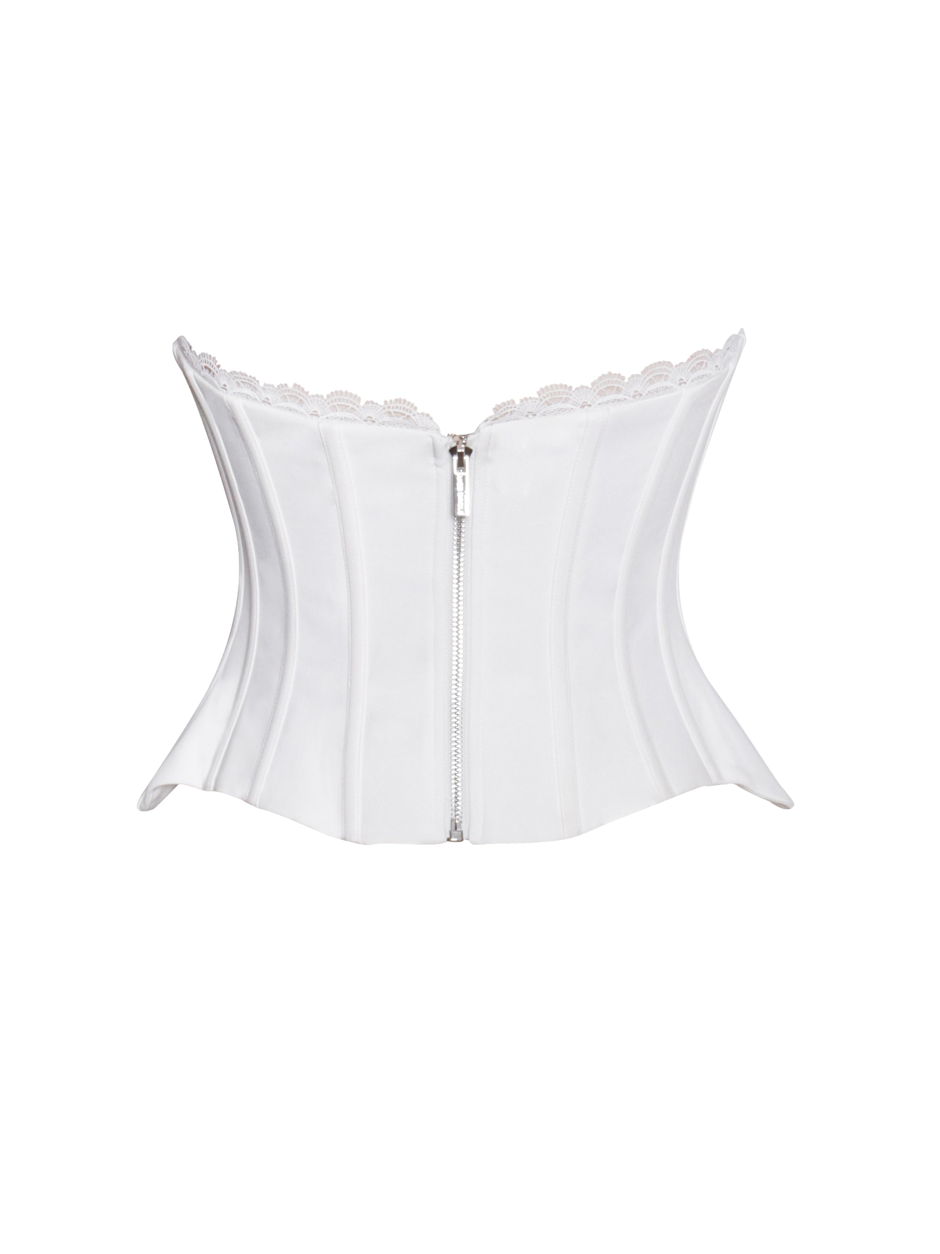 Yamila White Lace Trim Corset Top