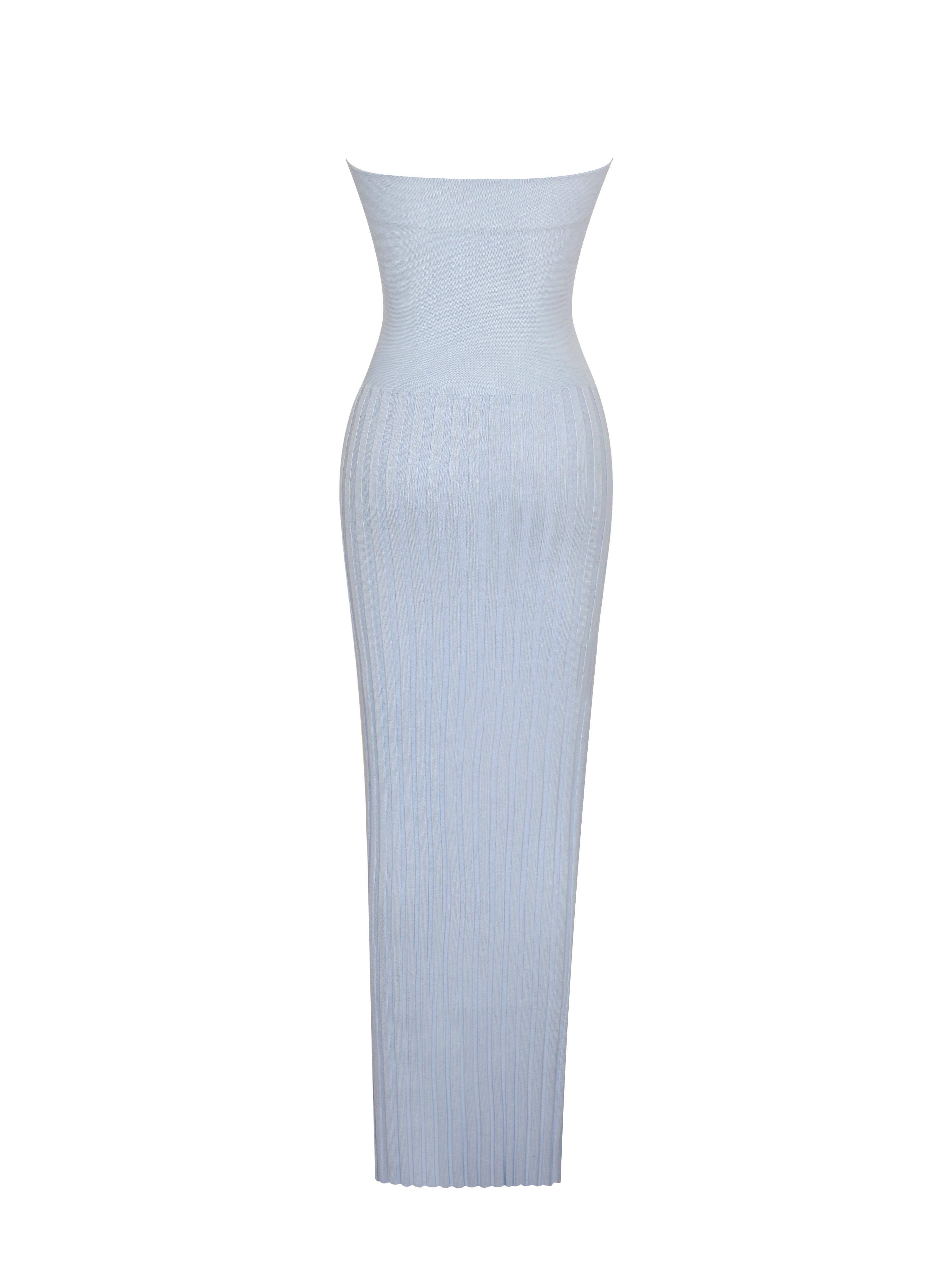 Yasmine Ice Blue Bamboo Knit Cutout Maxi Dress
