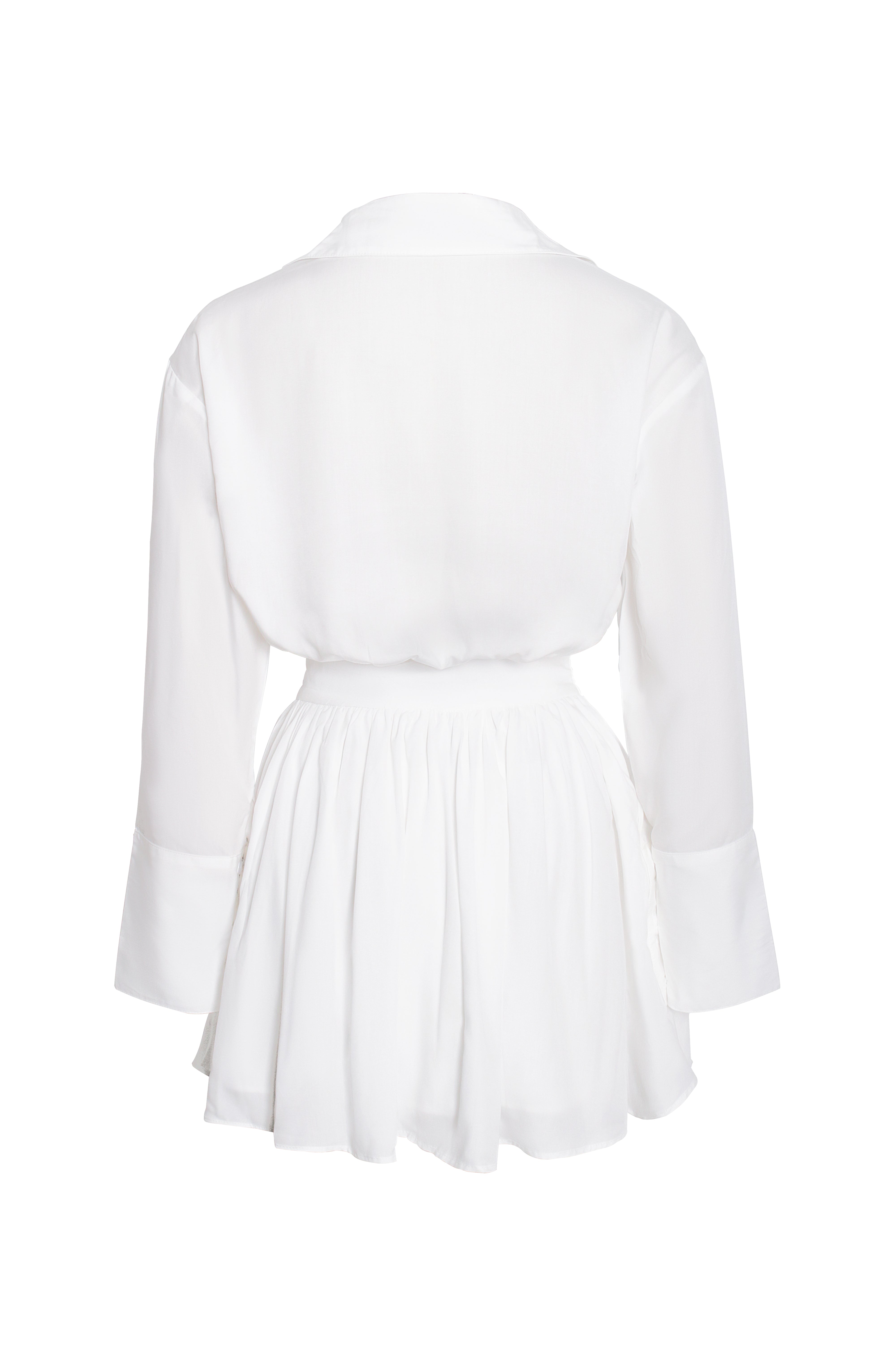 Jamila White Shirt Mini Dress with Embroidered Waist Detail