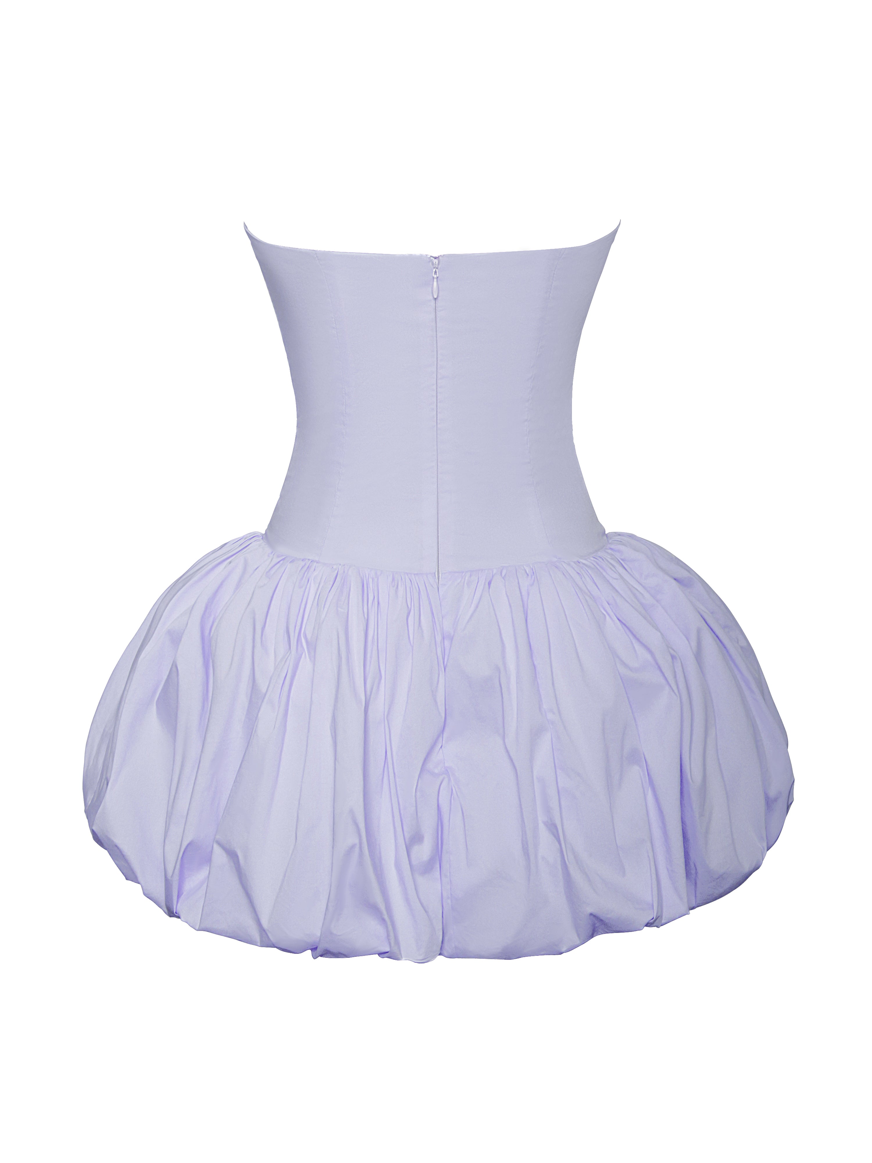 Oletta Blue Corset Strapless Bubble Hem Mini Dress