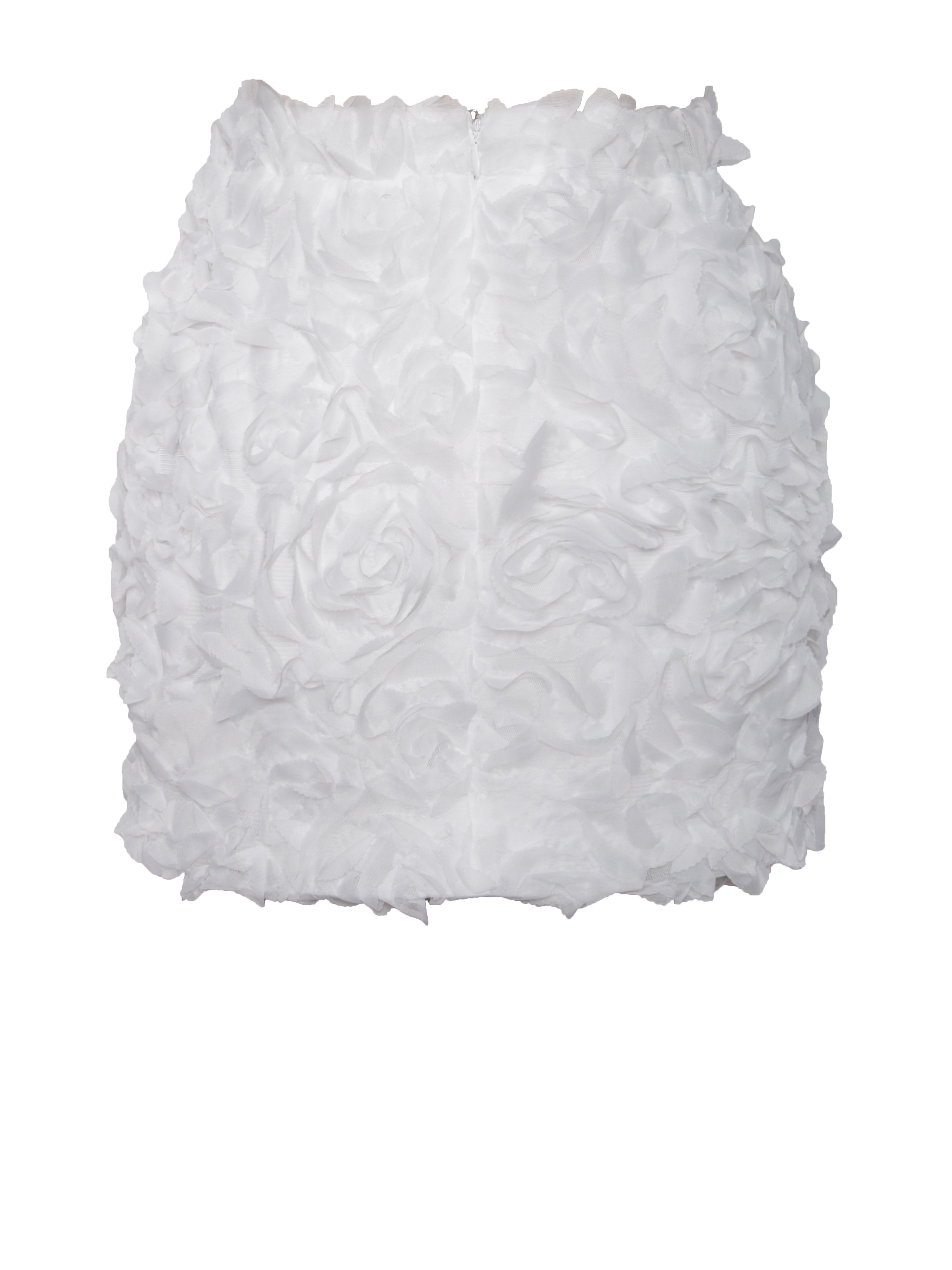 Qiana White Floral Appliqué Mini Skirt