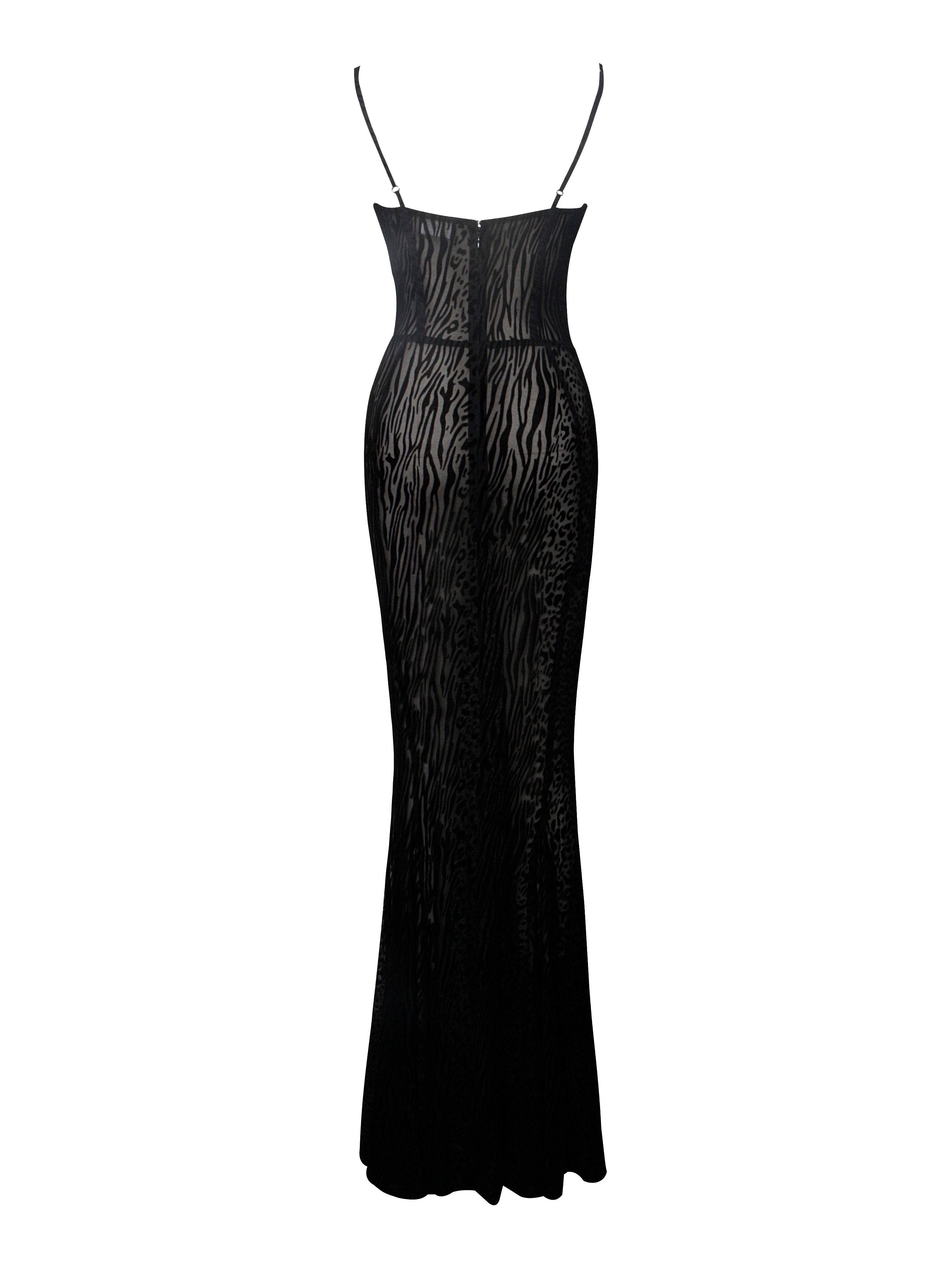 Ulani Black Burnout Velvet Detail Mesh Maxi Dress