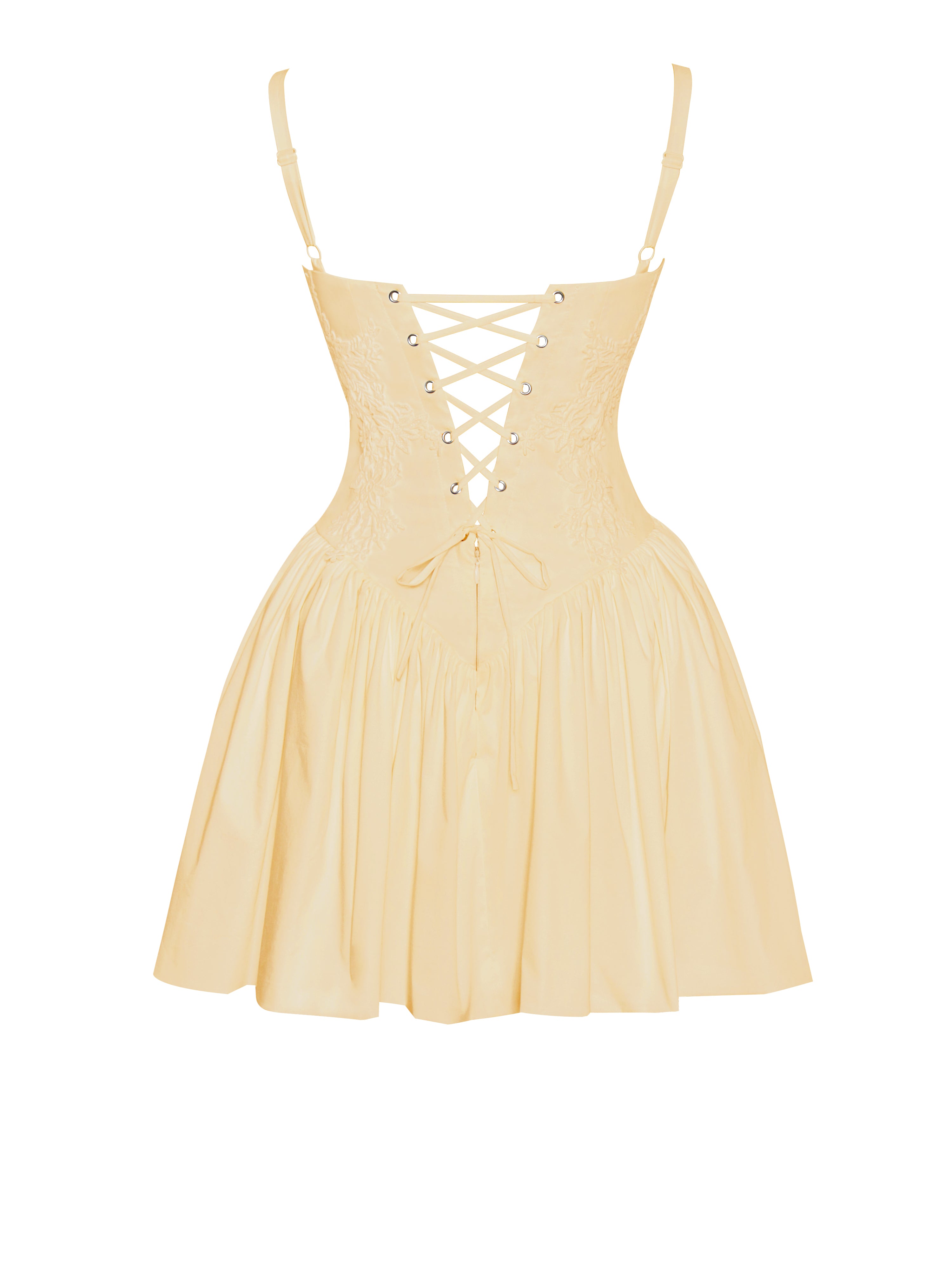 Women's Kadi Yellow Cotton Drop Waist Corset Mini Dress Women's Kadi Yellow Cotton Drop Waist Corset Mini Dress