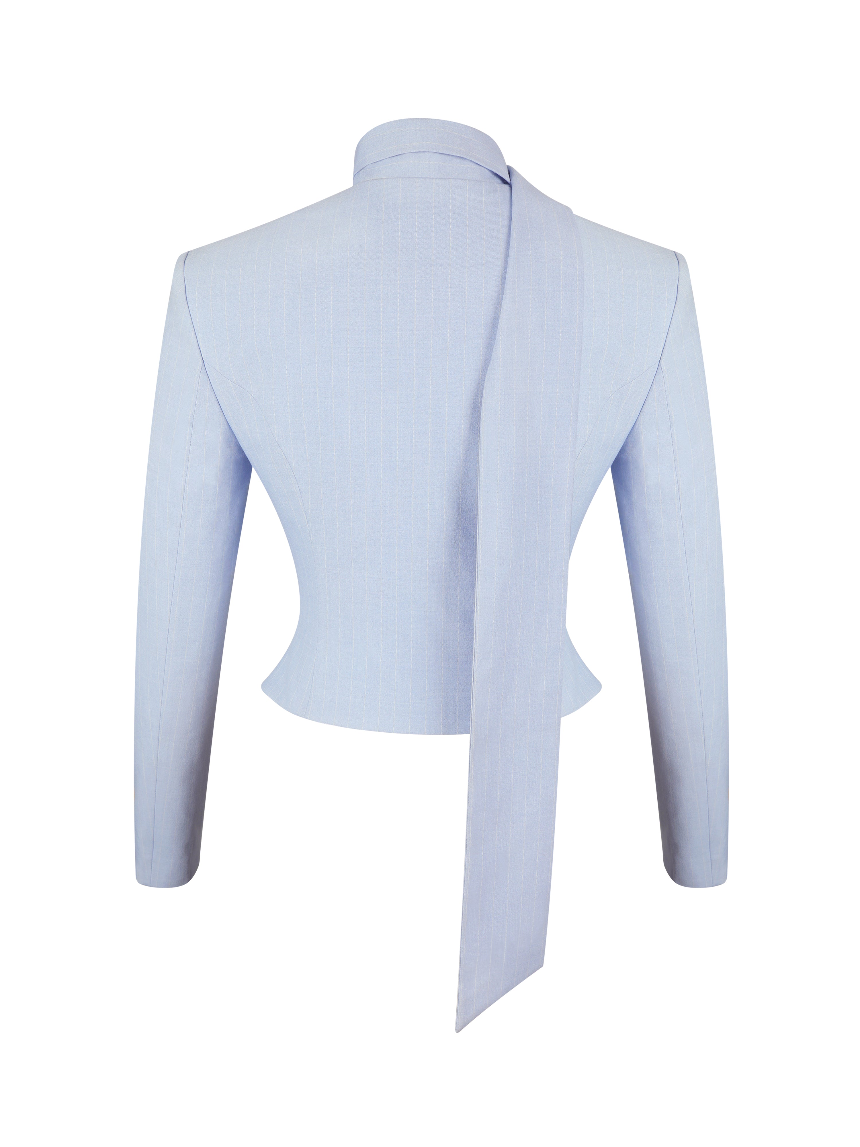 Renley Sky Blue Pinstripe Peplum Blazer