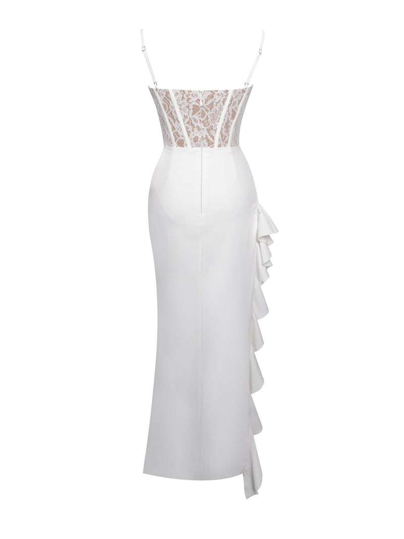 Junia White Lace Corset Maxi Dress