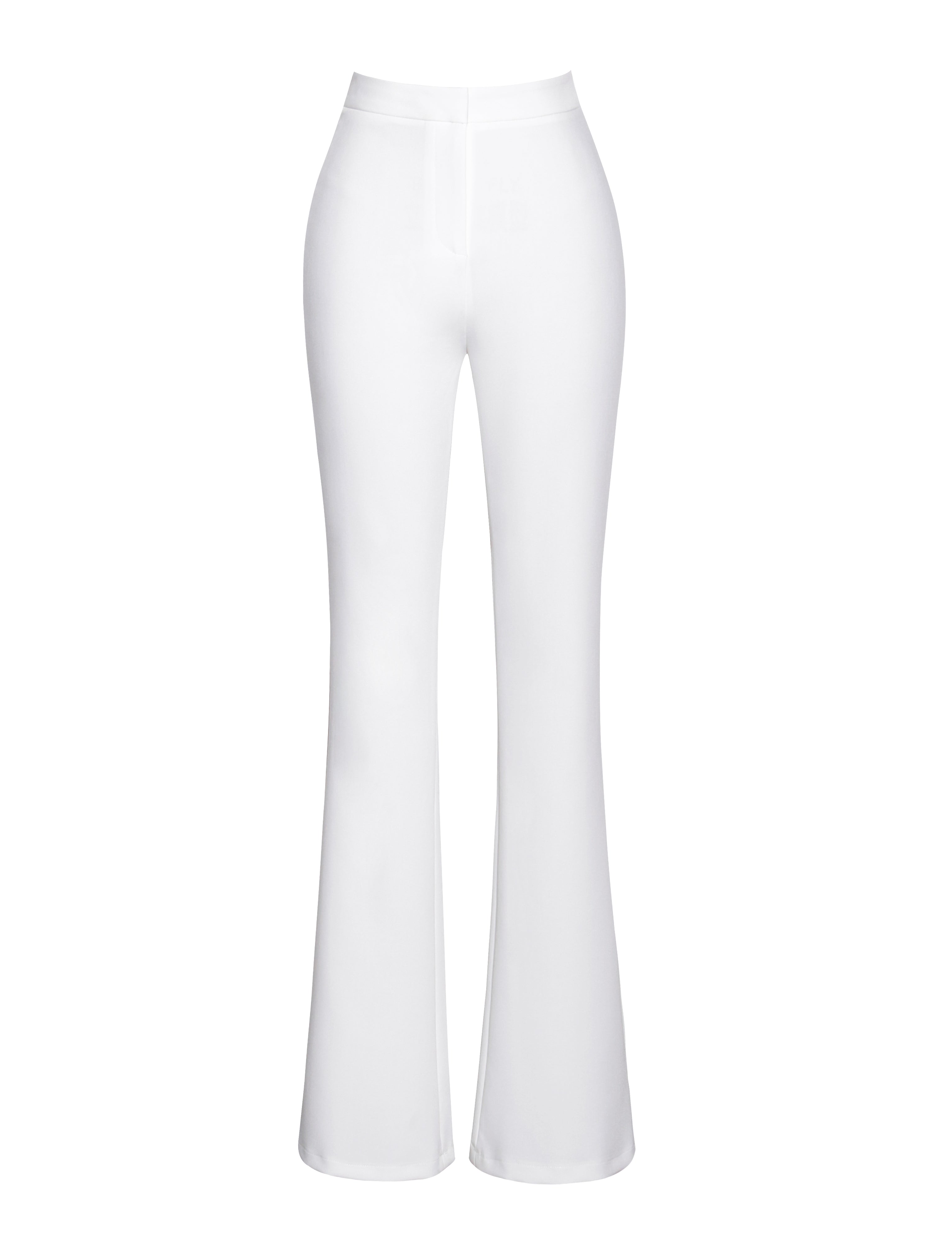 Waleria White Stretch Crepe Flare Pants