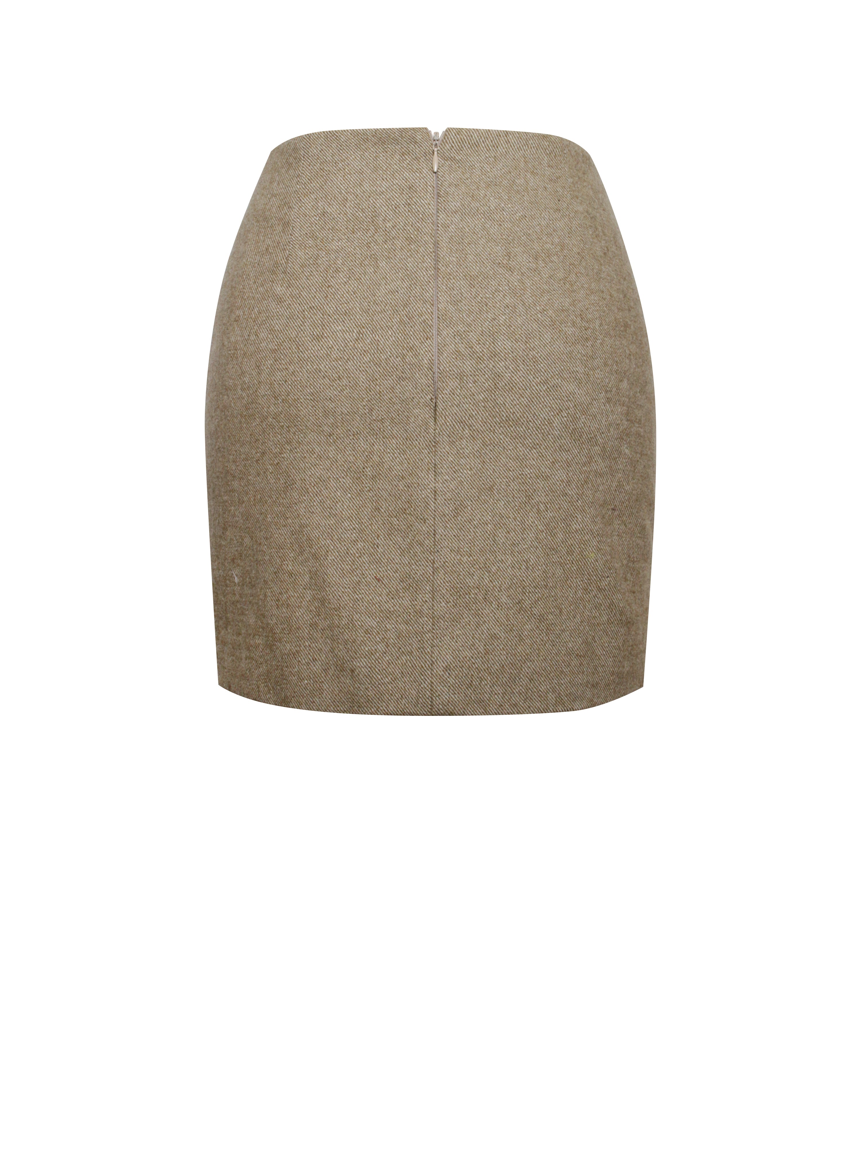 Braylee Vintage Bodycon Twill Wool Blend Mini Skirt