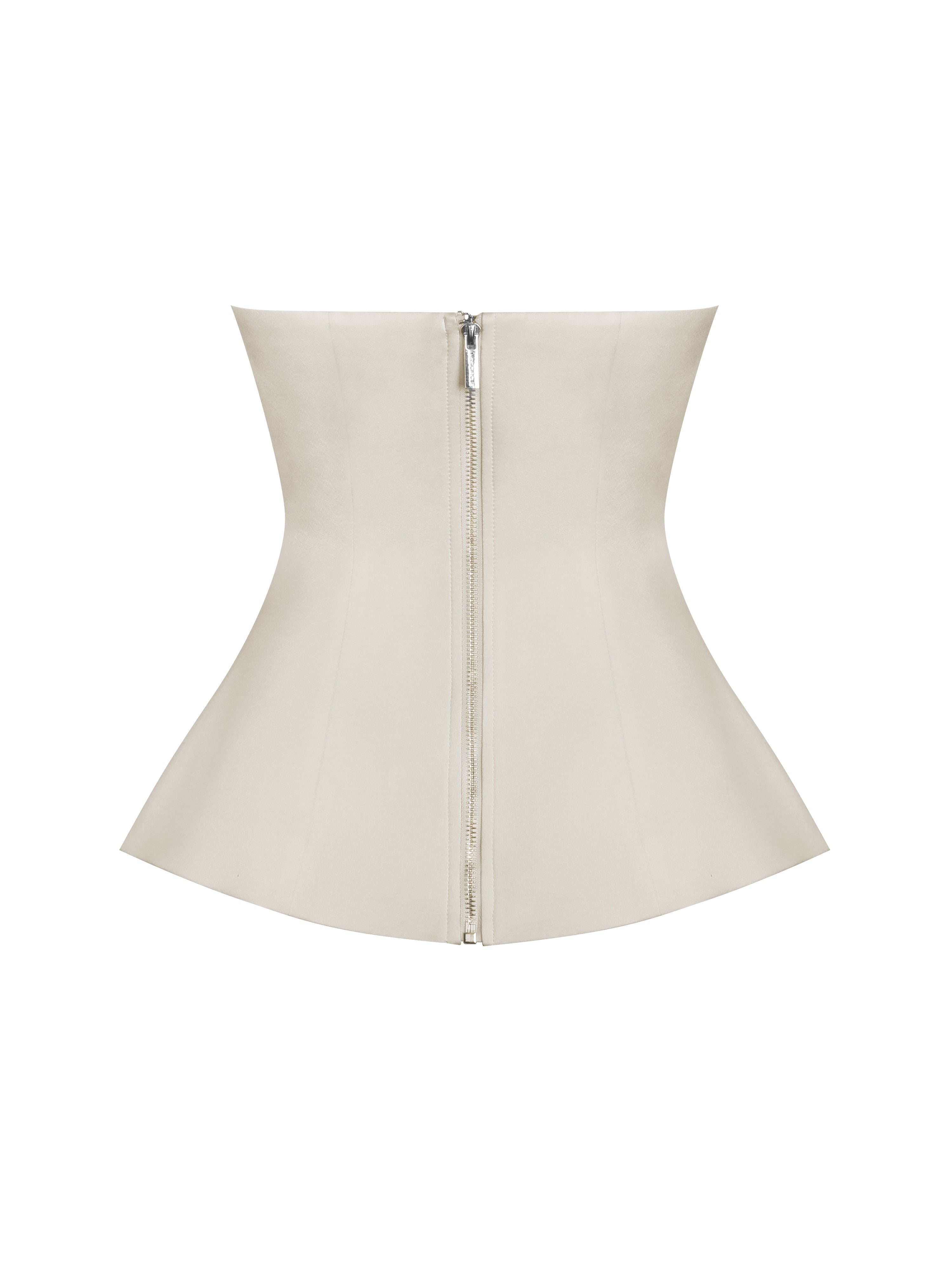 Yani Ivory Asymmetrical Lapel Sleeveless Peplum Top