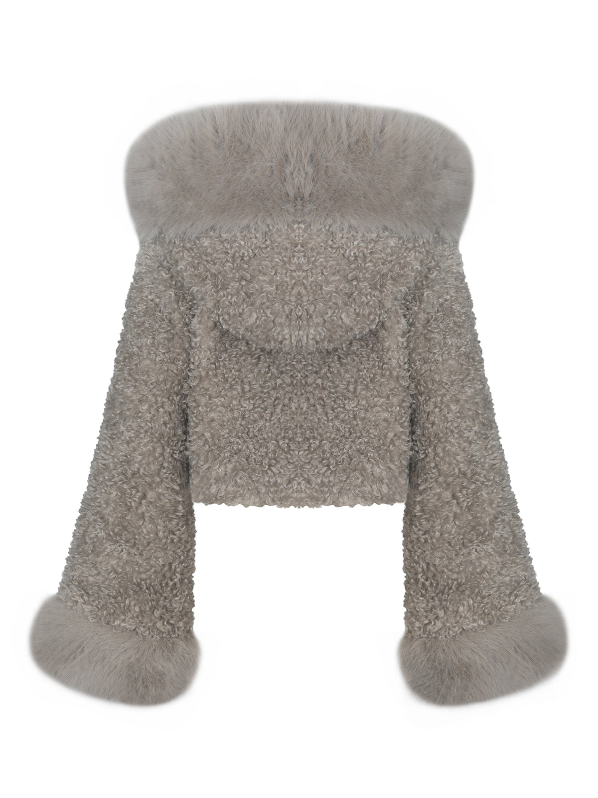 Kali Khaki Cropped Vegan Shearling Fur Jacket