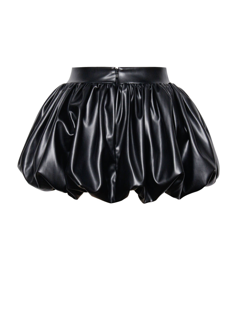 Yuna Vegan Leather Bubble Hem Skirt