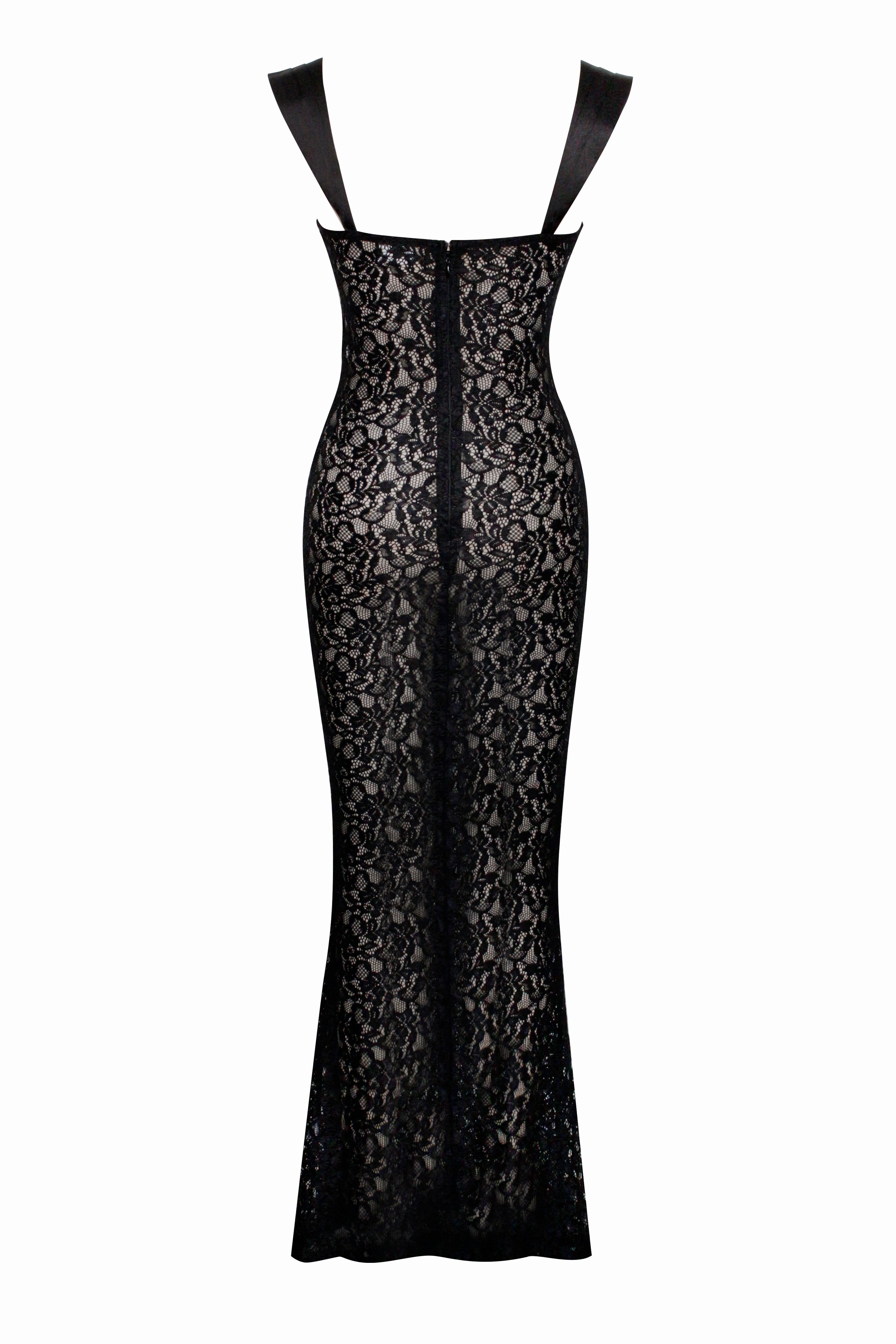 Veronica Black Lace Maxi Dress